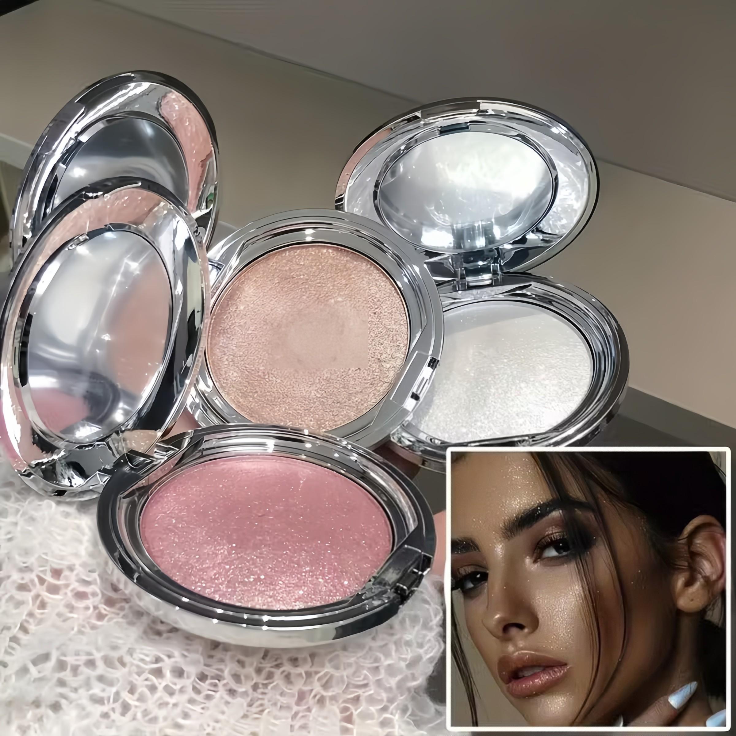 Glitter Bronzed Highlighter Powder, Waterproof Shimmer for Face & Body, Long-Lasting Radiant Contouring Makeup, Metallic Finish, Party Gift