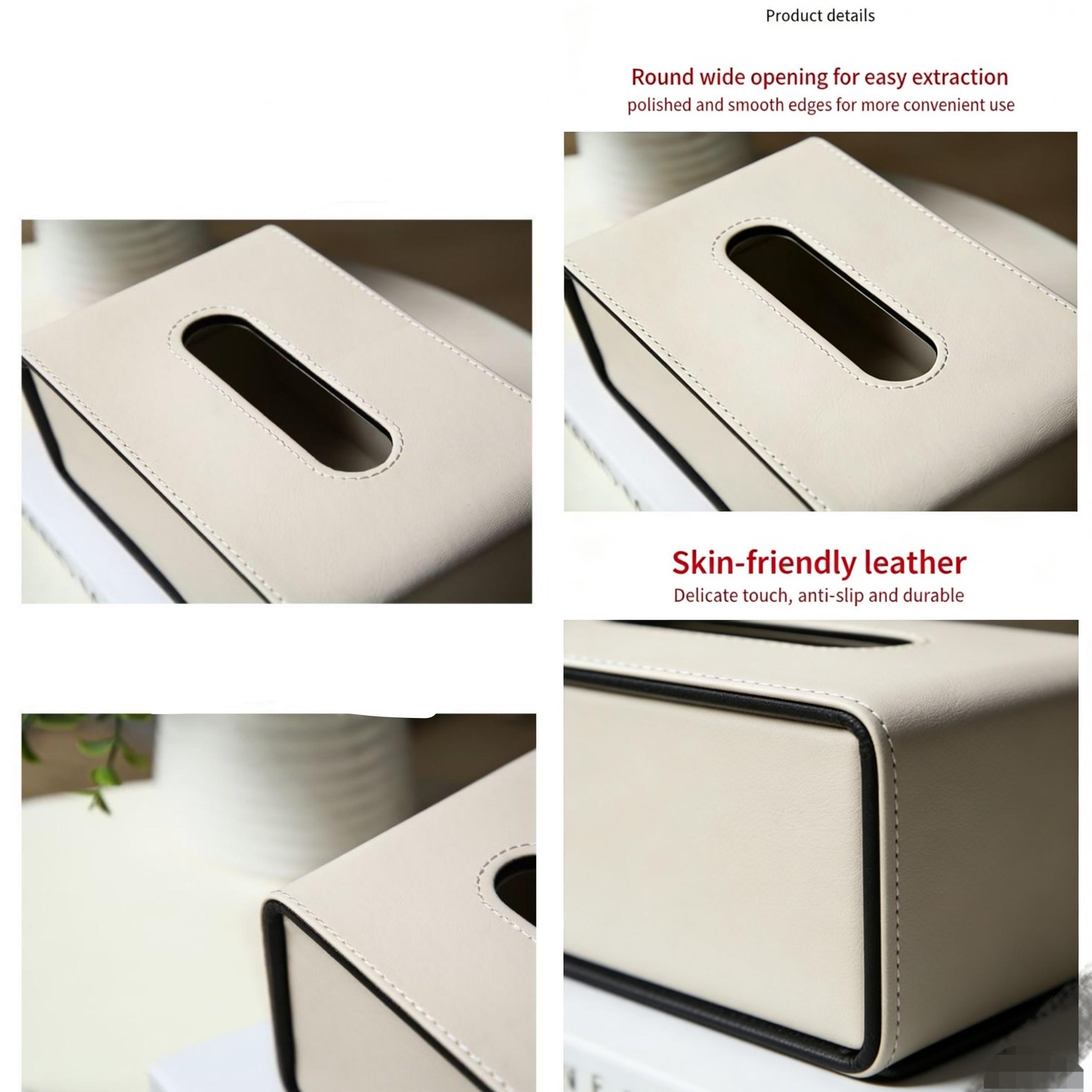 PU Leather Tissue Storage Box, 1 Count Modern Fashion Tissue Holder, Tissue Storage Container for Home Living Room Bedroom, Home Organizer