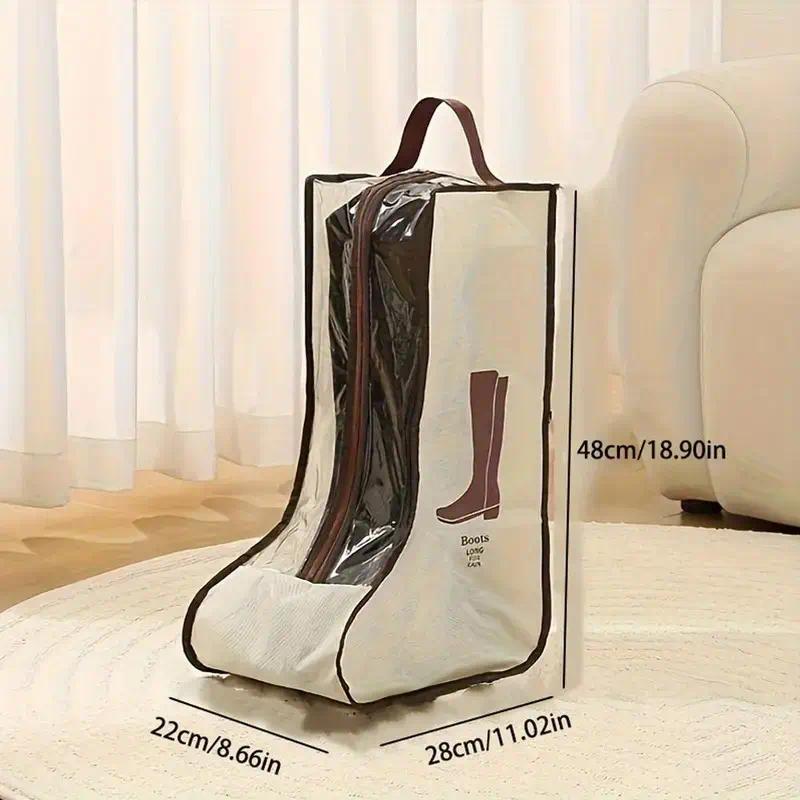 1 Piece Boot Storage Bag, minimalist durable style, made of thickened non-woven fabric, dustproof & waterproof, with zipper closure and handle, holds 1 pair of boots, perfect for home shoe cabinet, seasonal storage and travel, Storage Carrying Bag