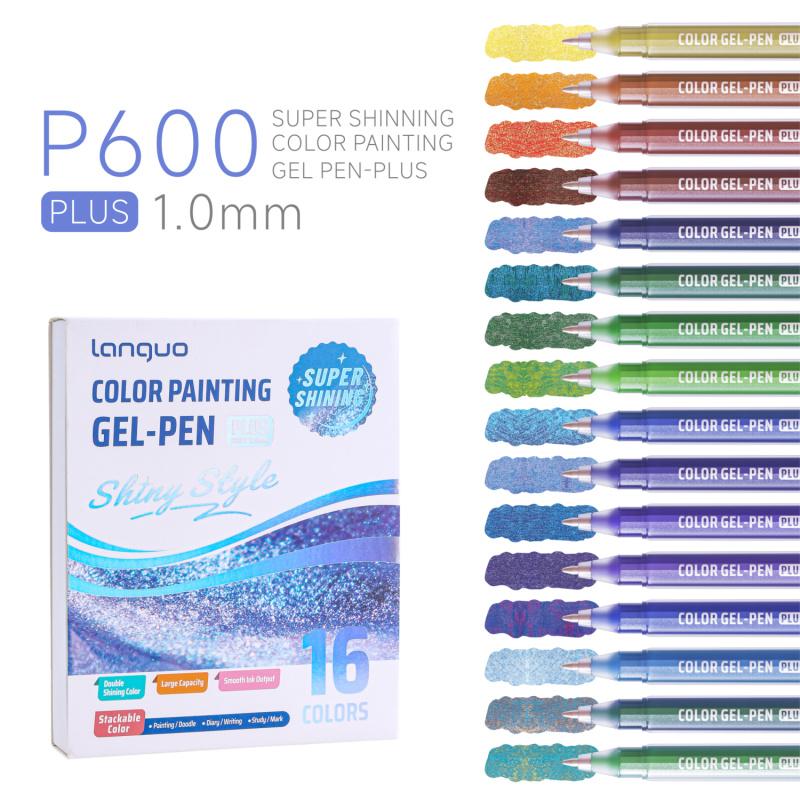 Super Shining Gel Pens,Glitter Gel Pens, 16Pack Colored Pens for Black Paper & White Paper, 1.0mm Point Pens, Large Capacity Ink Pens for Coloring, Writing, Drawing, Journaling, Note Taking,Journaling & Creative Art Supplies