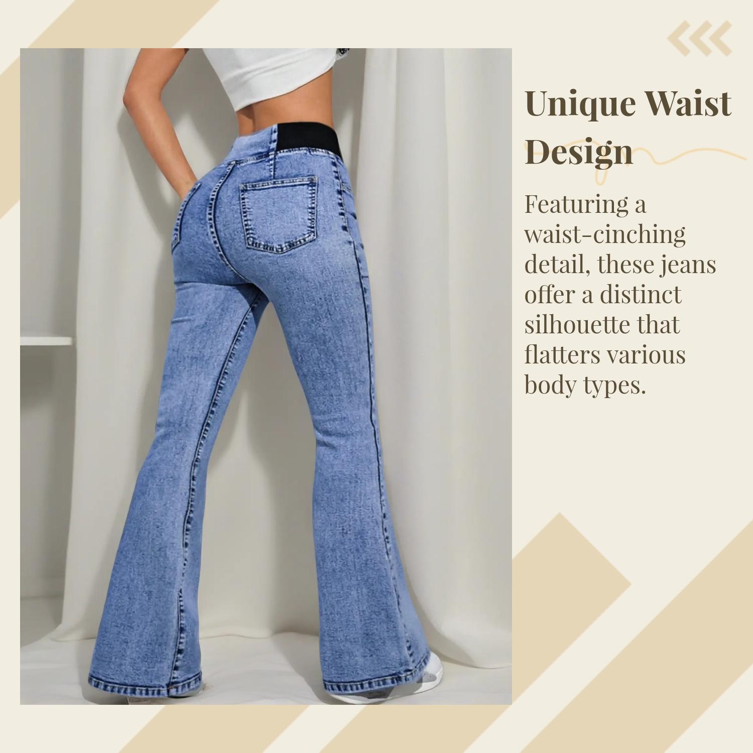 GILIPUR Y2K 2026 Women's Back Shirred Jeans, Mid - Rise Elasticity Waist Flared Jeans, With Pockets, Light Blue Washing Process, Kardashian Style, Women's Bell - Bottoms Wide - Leg Jeans, Waist - Cinching Design, Tchic Pants GILIPUR Y2K 2026 Women's Back Shirred Jeans, Mid - Rise Elasticity Waist Flared Jeans, With Pockets, Light Blue Washing Process, Kardashian Style, Women's Bell - Bottoms Wide - Leg Jeans, Waist - Cinching Design, Tchic Pants
