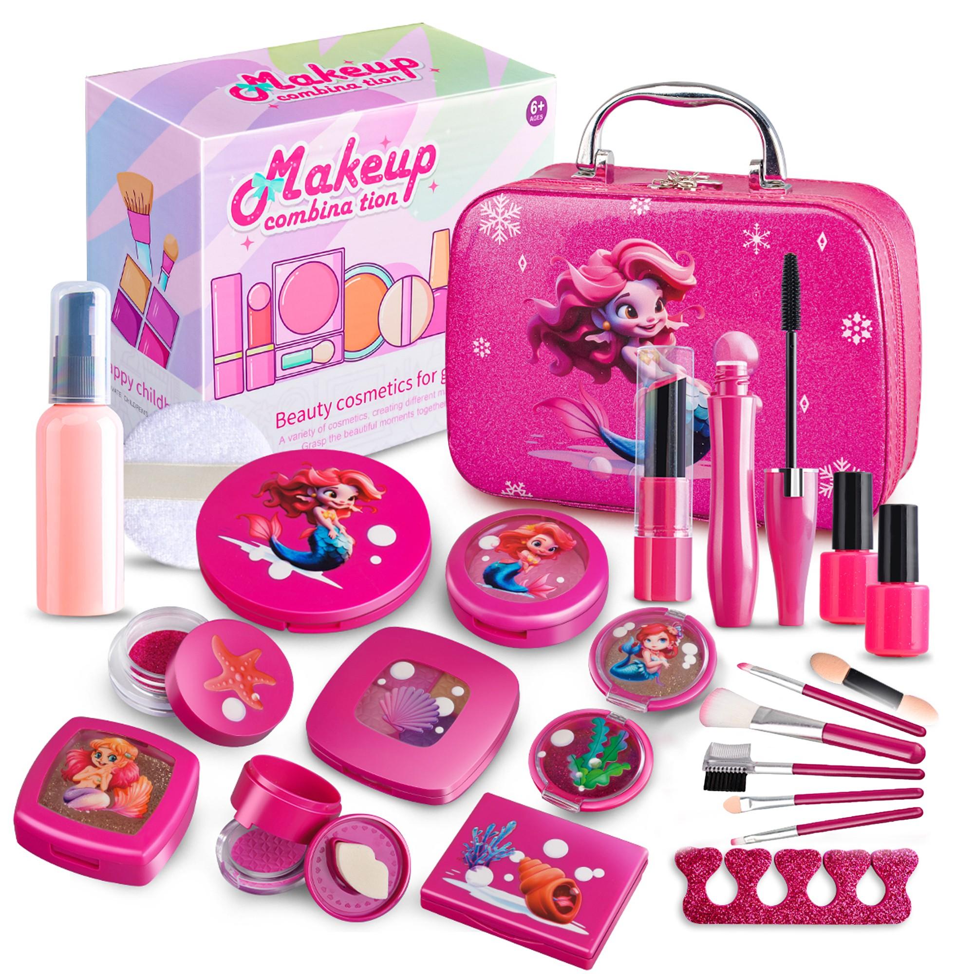 Realistic Makeup Toy Set, 22/14pcs Plastic Cosmetic Bag Kit, Non-Real Cosmetics, 3 to 9 Years Old, Princess Birthday Gift