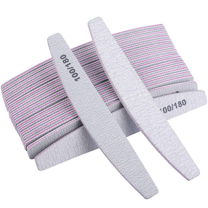 80/100 Grit Nail File (Pack of 10), Sandboard Suitable for Acrylic and Gel Nails, Double-sided Nail File, Professional Nail File, Reusable