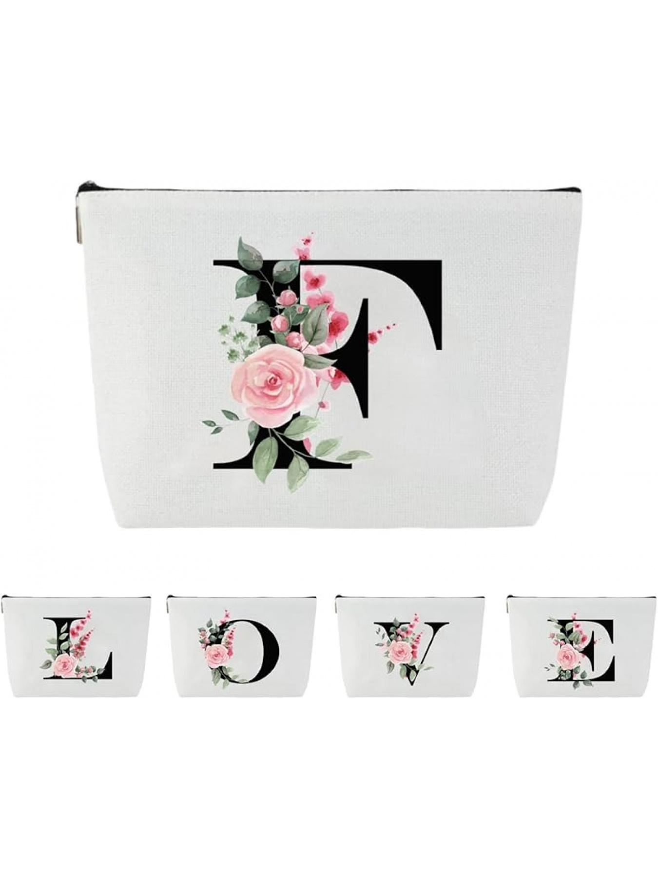 Blisswave Cosmetic Bag with Name, Personalised Cosmetic Bag from A to Z, High-Quality Metal Zip, Exquisite Print Design, Lined, Personalised Gifts for Women and Girls (White)