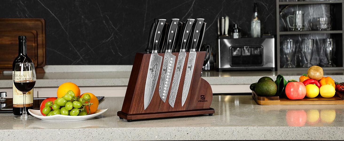 【TikTokShopJumpstart】Kitchen Knife Sets for Kitchen with Block, 17 Pieces with Magnetic Knife Holder, German High Carbon Stainless Steel Damascus Pattern Chef Knives Set with Sharpener, Steak Knives Valentines Day Gift 【TikTokShopJumpstart】Kitchen Knife Sets for Kitchen with Block, 17 Pieces with Magnetic Knife Holder, German High Carbon Stainless Steel Damascus Pattern Chef Knives Set with Sharpener, Steak Knives Valentines Day Gift
