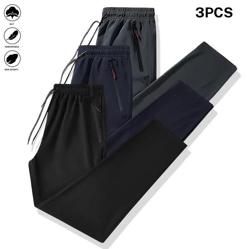 Men's Lightweight Joggers with Zippered Pockets and Adjustable Waistband Full Season Gym Training Casual Pants, Regular Fit Solid Color, Suitable for Sports, Outdoor, and Casual Wear, Exercise Leggings, Sporty Casual Wear, Trendy Sports Wear, Durable Sp