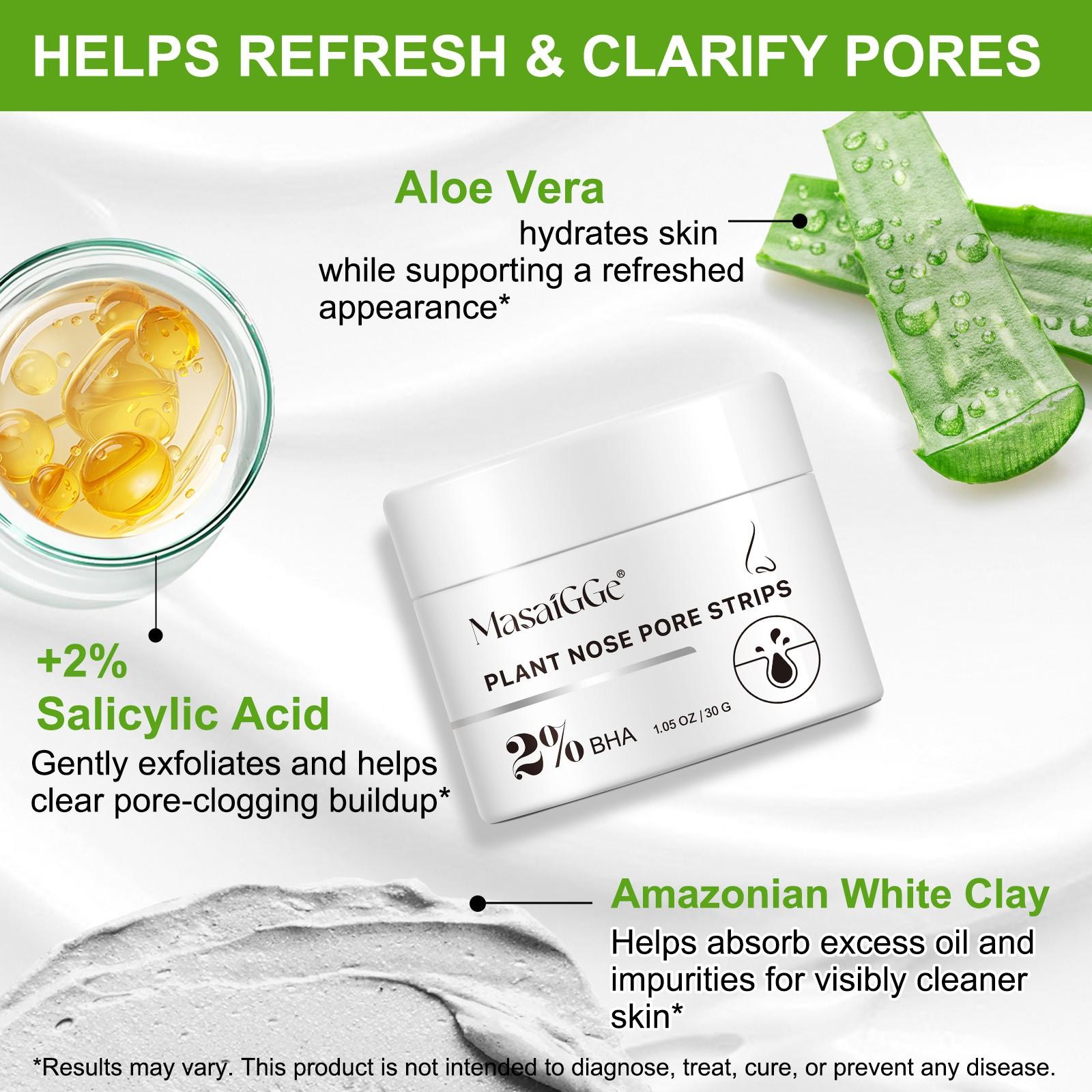 MasaiGGe Plant Nose Pore Strips,Nasal skin cleansing mask, deeply cleanses the skin, making the nose look cleaner. Suitable for all skin types.