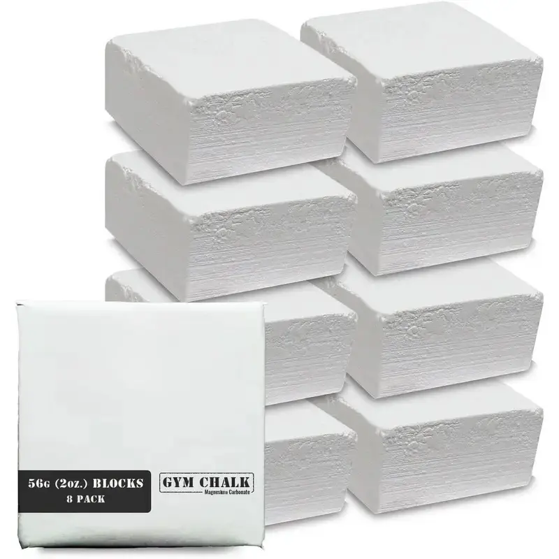 Superior Solid Gym Chalk Blocks Multipack - 8pk of 56gr Nonslip, Hand-Drying, Long-Lasting Blocks - Reduces Blisters - For Gymnastics, Rock Climbing, Weightlifting