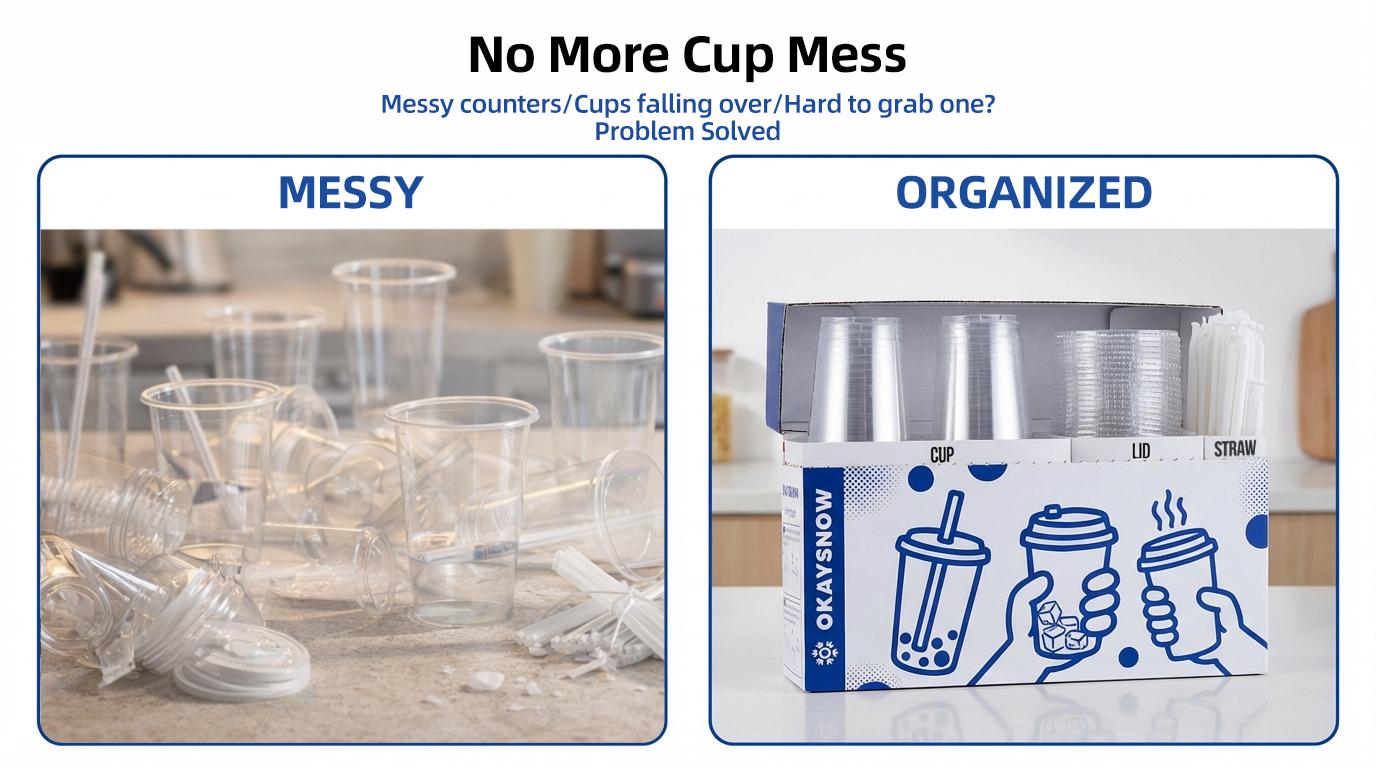 50 Pack 12–24oz Clear PET Cups with Lids & Straws | BPA-Free Iced Coffee & Party Cups Bulk Set