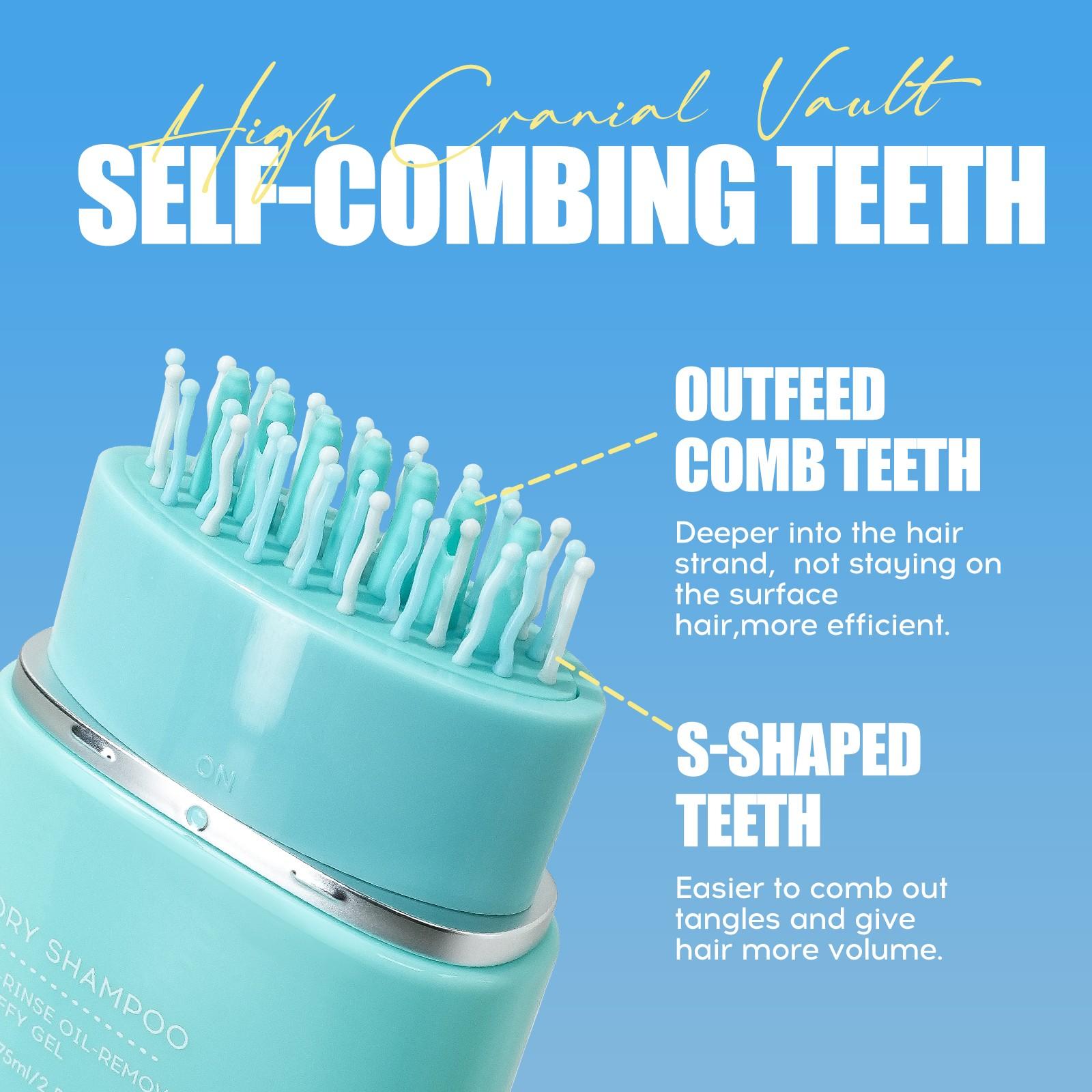 Mlsmslie No-Rinse Shampoo for Oil Control and Volumizing, Comb-Integrated Hair Brush, Portable and Convenient, Ideal for Lazy Days