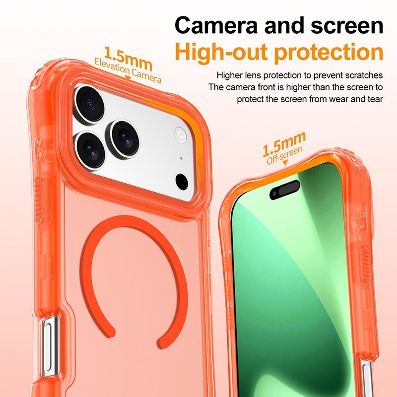 Armor 3IN1 PC+TPU Magnetic Charging Clear Case For iPhone 17 AIR 17 Pro Max Wrist Strap Shockproof Bumper Cover