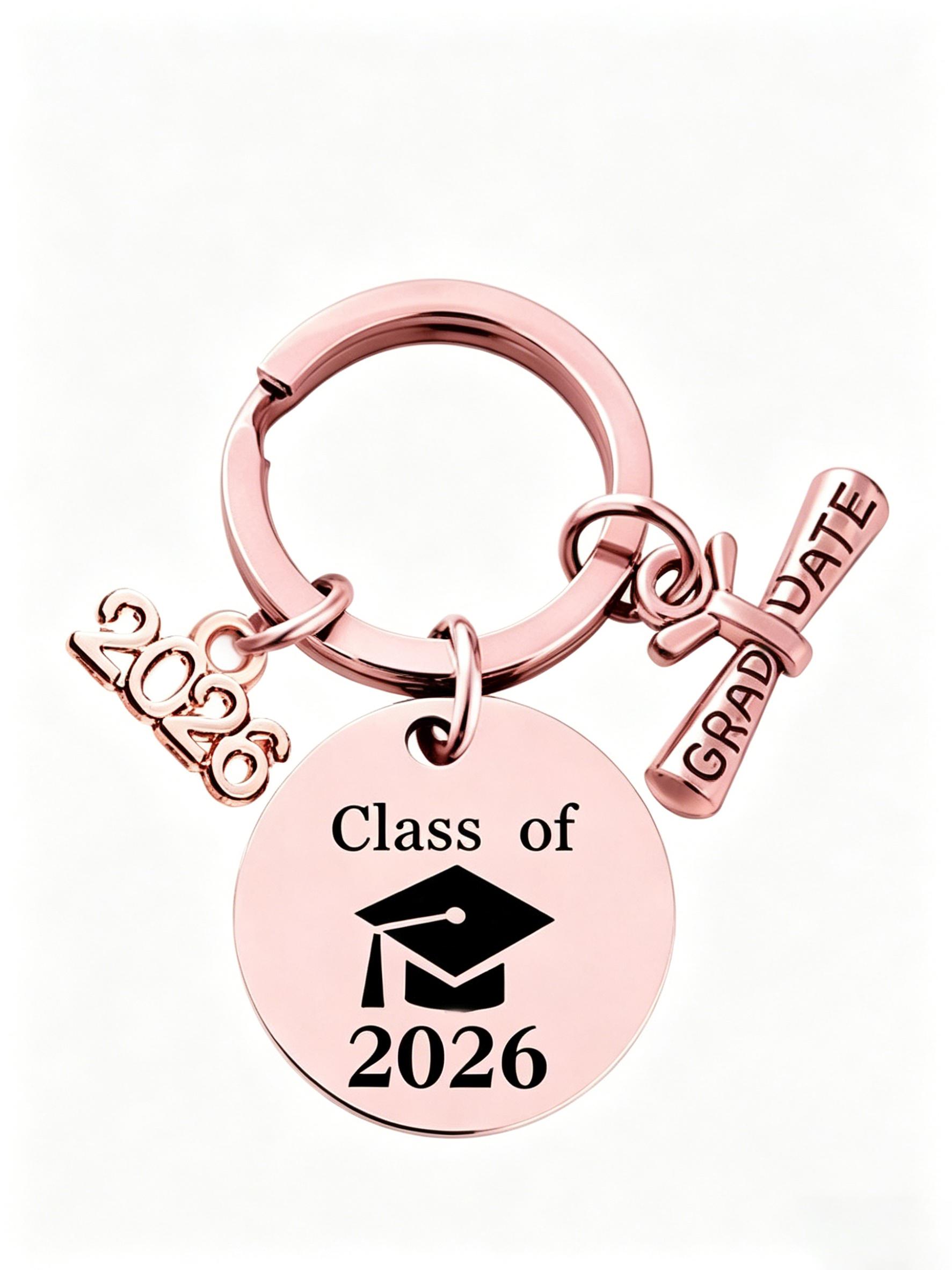 Graduation Gift Stainless Steel Keychain, Customizable Metal Keychain, Backpack Charm, Car Key Holder, Memorial Souvenir, Youth Memory Pendant