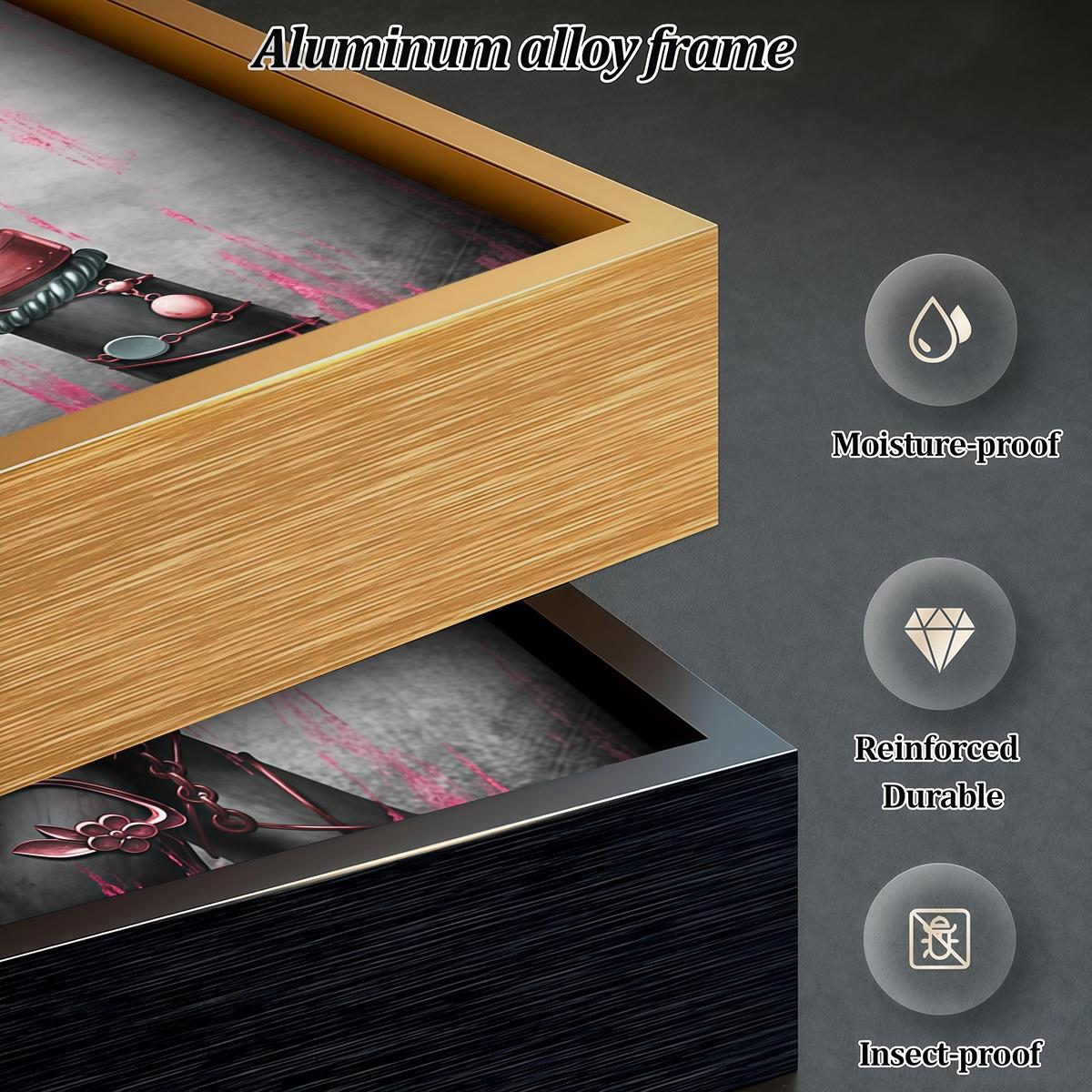 3 Counts Aluminum Alloy Framed Painting, Elegant Black And Pink Crown Butterfly Lady Artwork, Home Decoration For Living Room, Bedroom, Office, Restaurant, Hallway Wall Decor, Odorless Print Artwork, Luxury Perfect Gift For Friends And Family