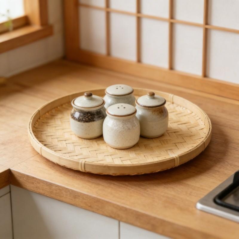 Natural Bamboo Woven Sieve Tray - Handmade Round Bamboo Basket for Drying Fruits, Vegetables, Herbs, and Kids Art Decor, Rustic Wall Hanging Decorative Tray