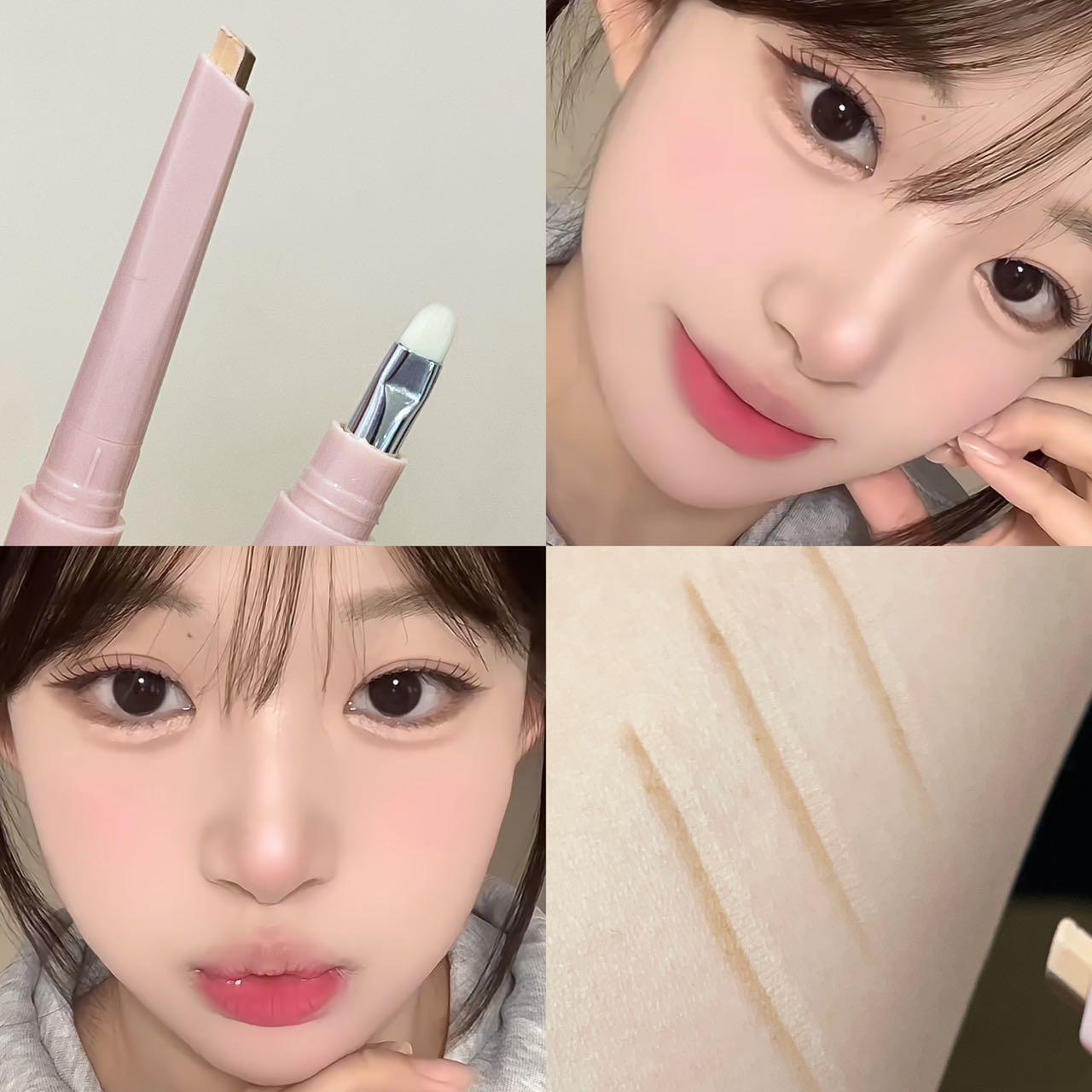 PINKYFOCUS 3D Dual-Color Aegyo-sal Eyeshadow Stick: Multi-purpose for highlighting and contouring, comes with a brush applicator, provides natural color payoff, instantly enlarges eyes, and easily creates a 3D eye makeup look.