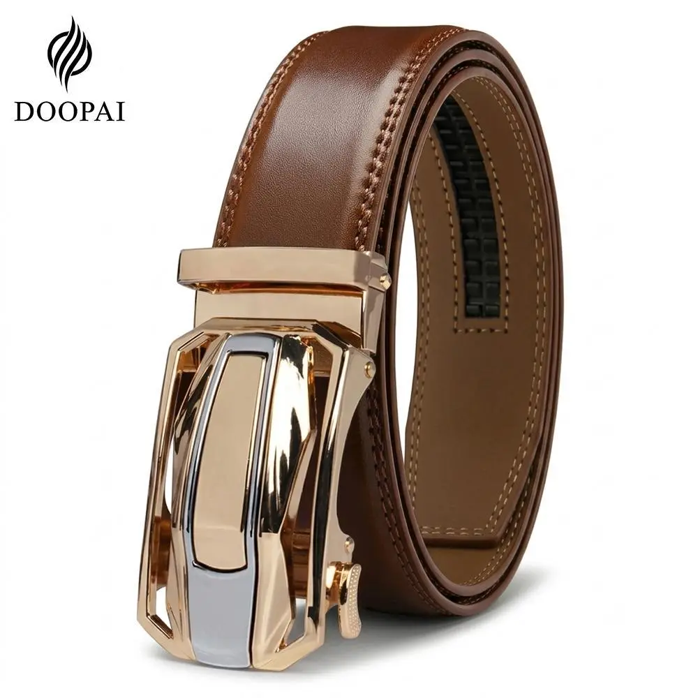 DOOPAI Men's Genuine Cowhide Micro-Adjusted Ratchet Belts 2-Pack Gift Set, Adjustable Cut-to-Fit Band for Dress & Casual Wear, Adjustable Wearable Men's Belts