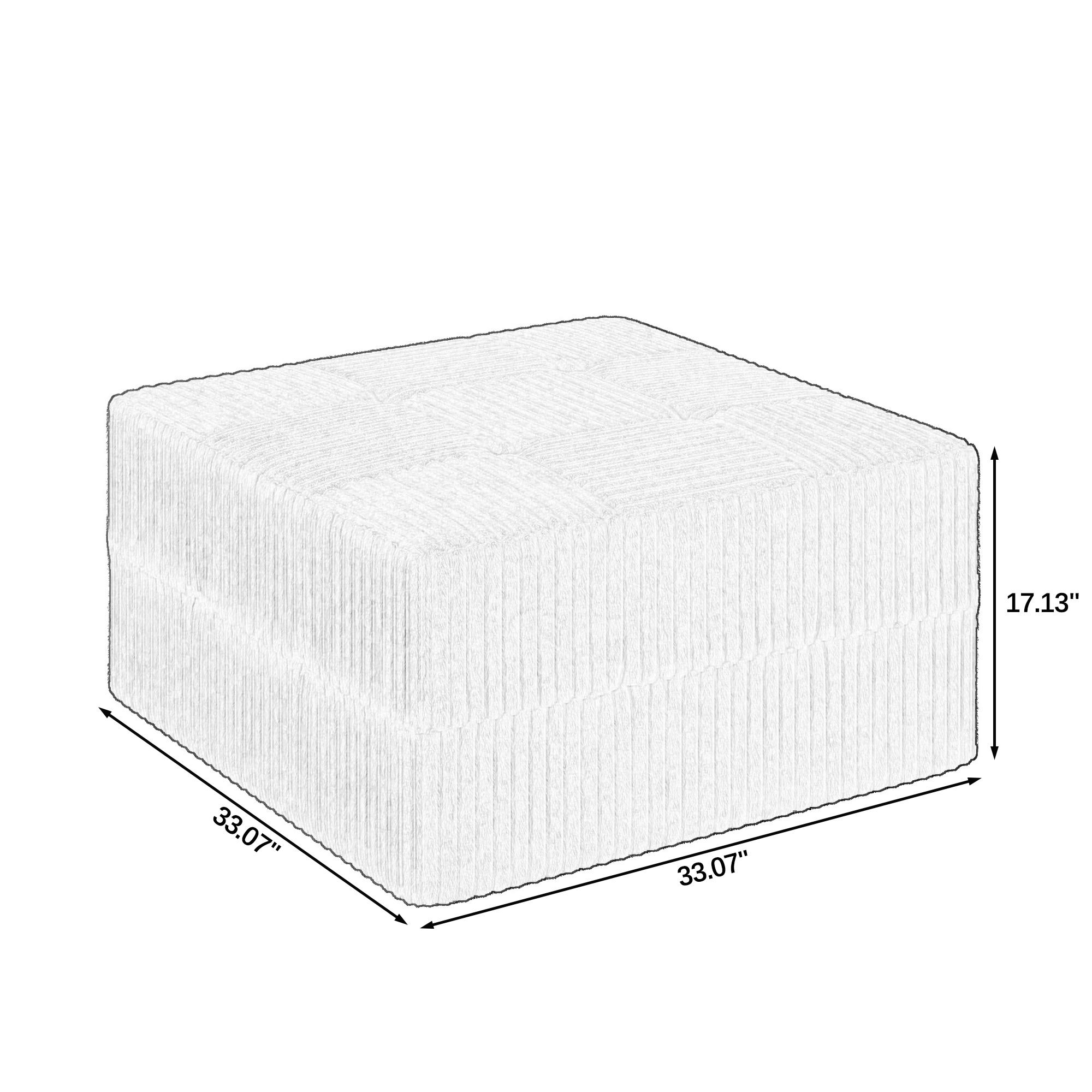 Niccae Ottoman Compressed Sectional Sofa, Modern Minimalist Corduroy Sleeper Couch,Comfy & Space-Efficient for Living Room，(33.07” * 33.07” * 17.13")