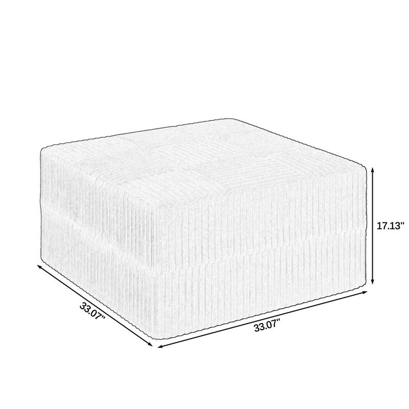 Niccae Ottoman Compressed Sectional Sofa, Modern Minimalist Corduroy Sleeper Couch,Comfy & Space-Efficient for Living Room，(33.07” * 33.07” * 17.13")