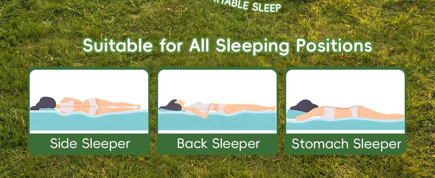 Memory Foam Camping Sleeping Pad with Pillow - 9.5 R-Value Insulated, Quiet, Foldable Portable Self-Inflating Mattress for Backpacking, Car Travel, R-Value 9.5