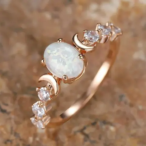 Summer Oval Shaped Artificial Gemstone & Rhinestone Decorated Ring, Wedding & Engagement Jewelry Gift for Women
