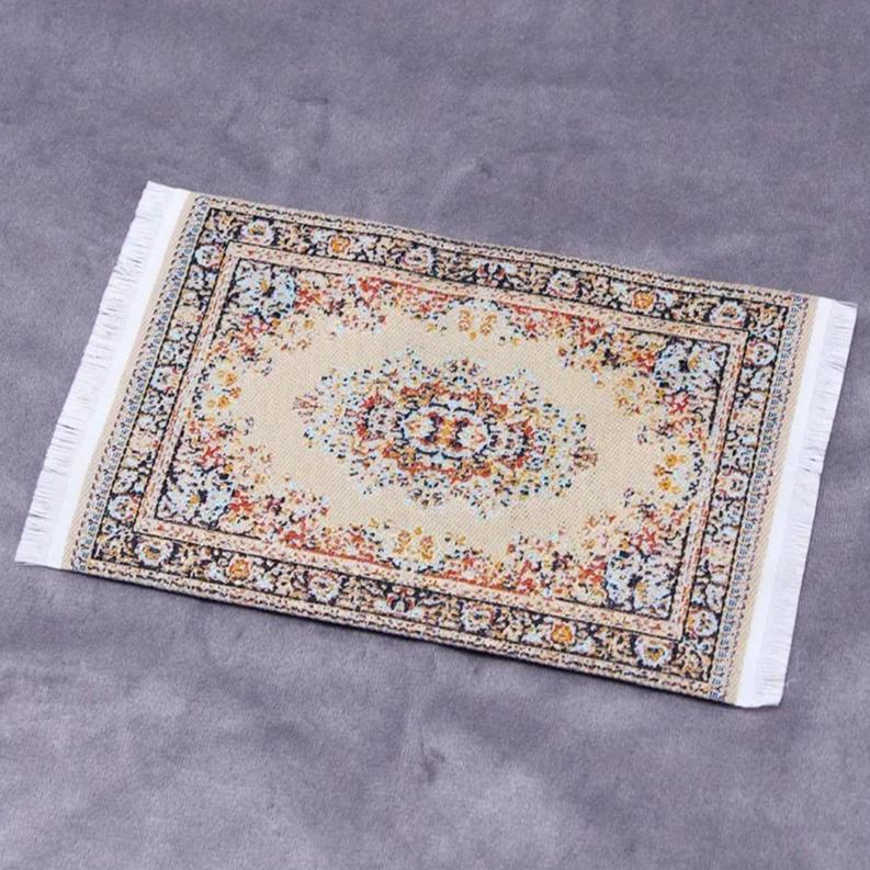 3Pcs Mini Dollhouse Carpet Set, Random Style & Color Raw Fabric Mini Rugs, Realistic Dollhouse Decorative Accessories