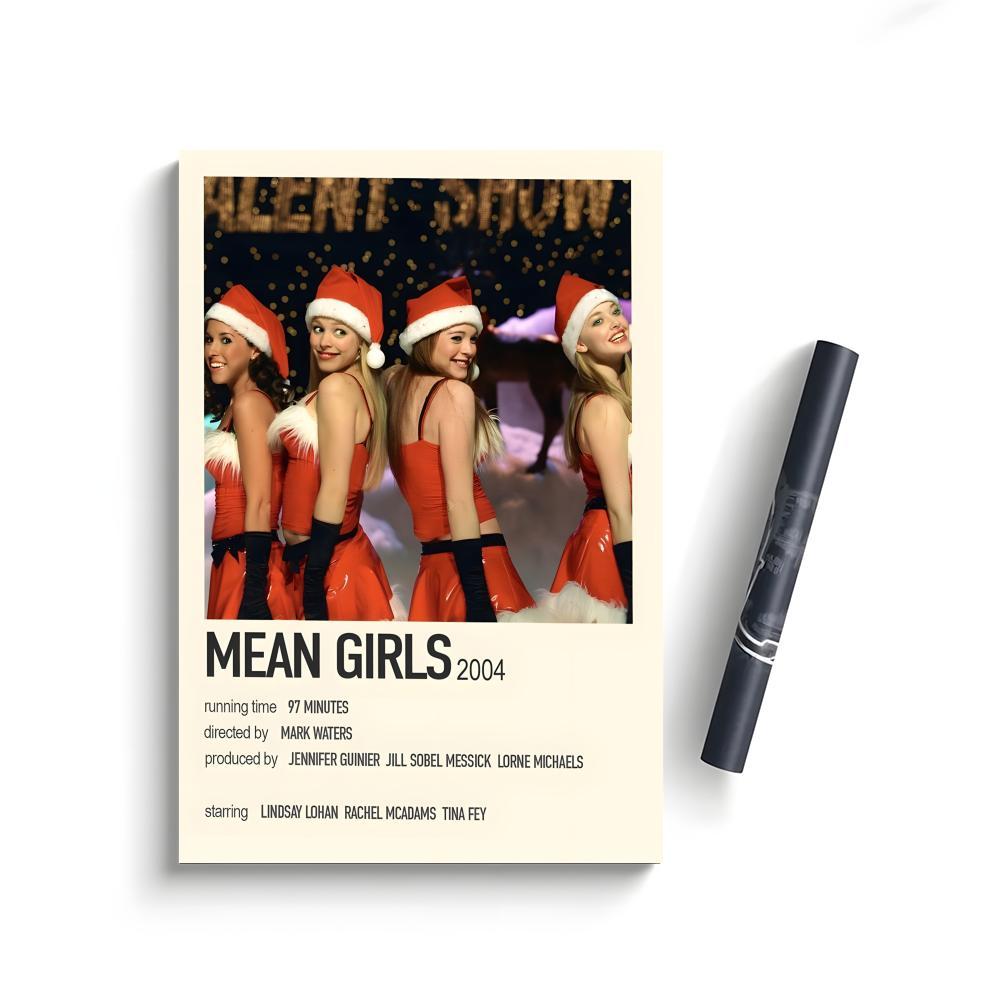 Mean Girls Movie Frameless DIY Sticky Poster Self-Adhesive Waterproof Art Sticker, Aesthetic Minimalist Wall Poster for Coffee Shop, Bar & Home Room Decor