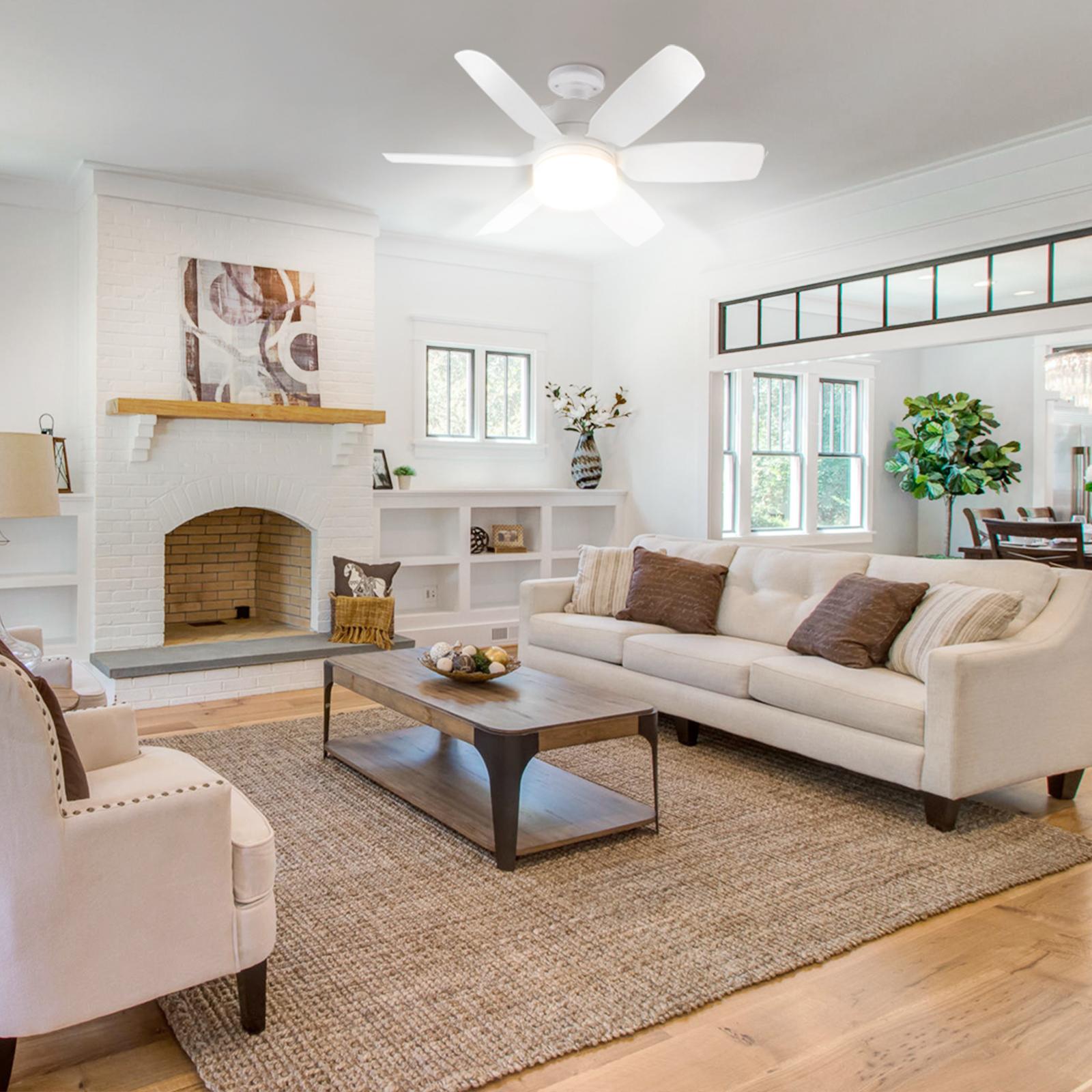 GLITGATE Ceiling Fans with Lights and Remote with Double-Bearing Structure,E26 Screw Socket Pendant Light,6 Speed 3 Color Fan Lights with Extender in summer for Bedroom,Kitchen,Study,Halloween, Black Friday, Christmas