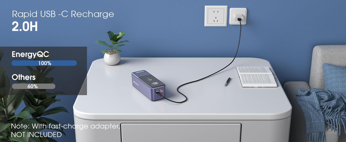 Laptop Portable Power Bank-EnergyQC  24,000mAh/27,000mAh  Fast Charging Battery Pack with USB C Outputs & Inputs Compatible with iPhone 16/15/14/13 Series, Samsung, Dell, and More
