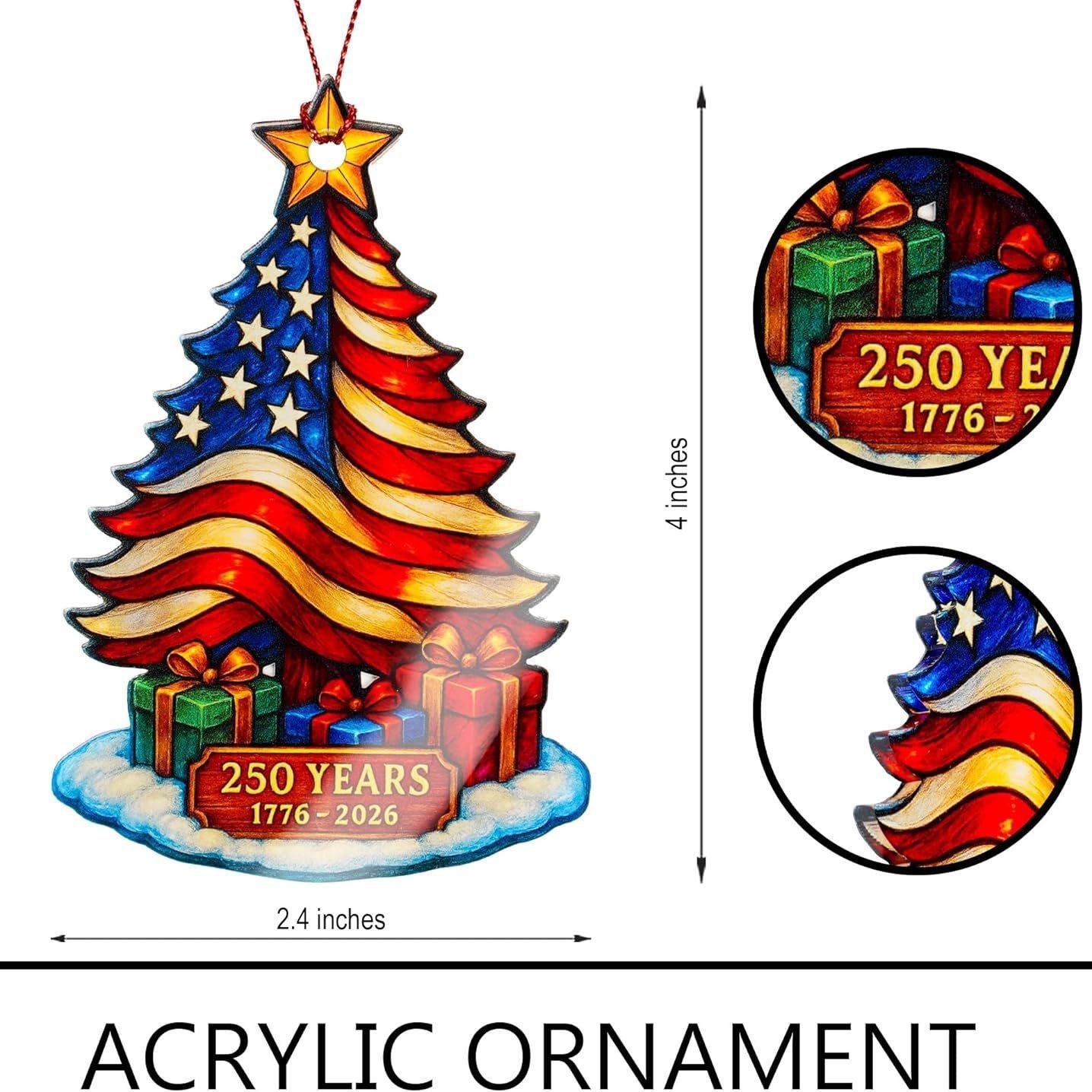 United States 250th Anniversary Ornament, 2D Acrylic Usa Hanging, Patriotic American Flag Decor, Gift for Us Citizens, Collector's Item