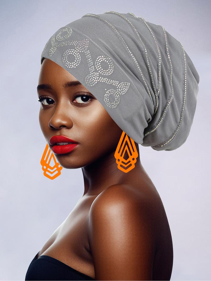 Handmade Women's Headscarf with Heavy Rhinestones, Vintage Pleated Design, Elegant Fashion Accessory for Special Occasions and Daily Wear Pleat Turban