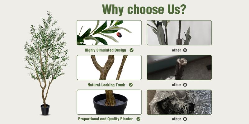 Lifelike Artificial Olive 5.25/6/7FT Tree Decorative Fake Plant Indoor Tall Plant Realistic Shape Multiple Branches and Leaves Suitable for Home Office Lifelike Artificial Olive 5.25/6/7FT Tree Decorative Fake Plant Indoor Tall Plant Realistic Shape Multiple Branches and Leaves Suitable for Home Office