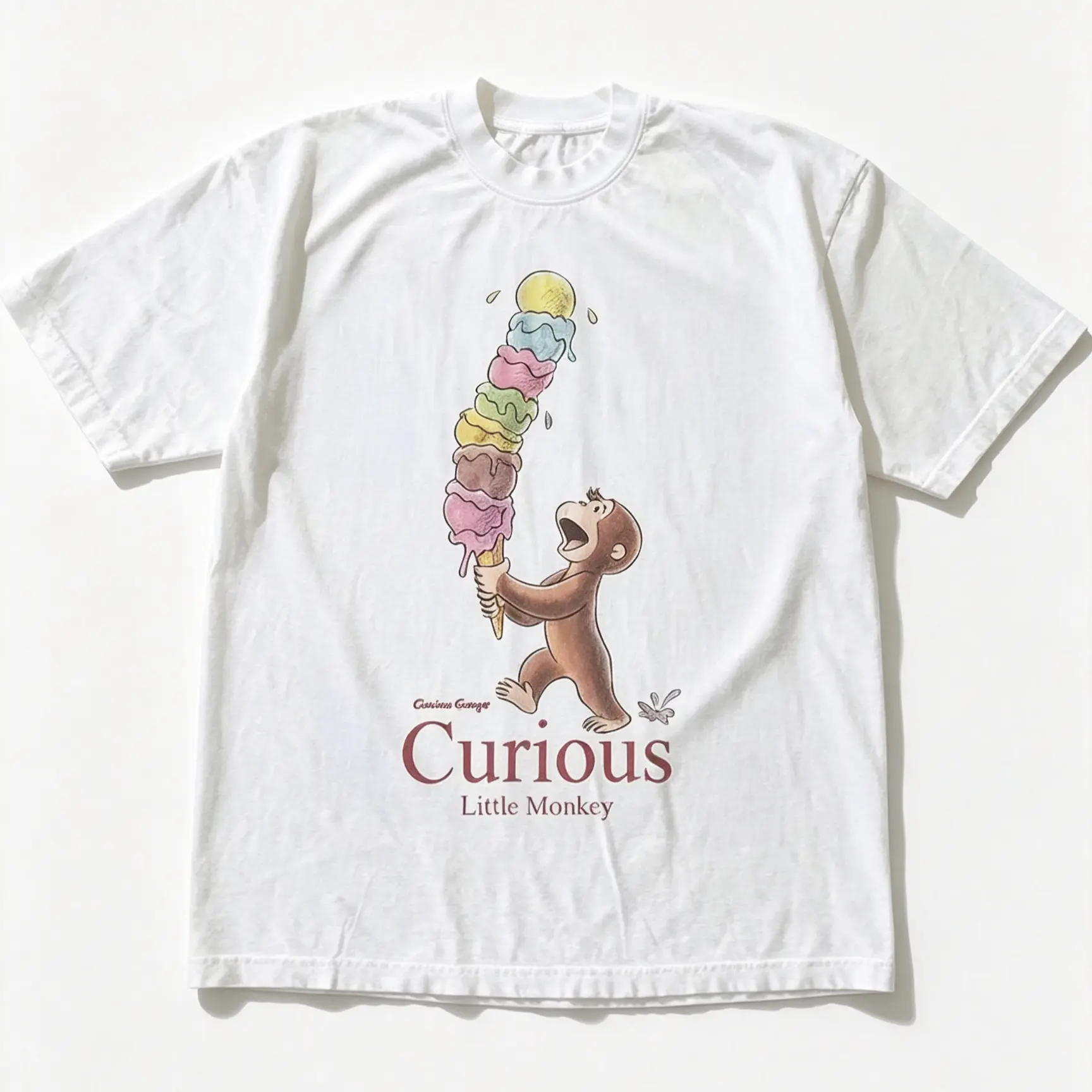 Curious George Little Monkey T-Shirt, Animal Tee, Cartoon Tshirt short sleeve unisex graphic t-shirt humorous shirt cotton graphic tee high-quality cotton casual top unisex wide-shoulder fit summer essential