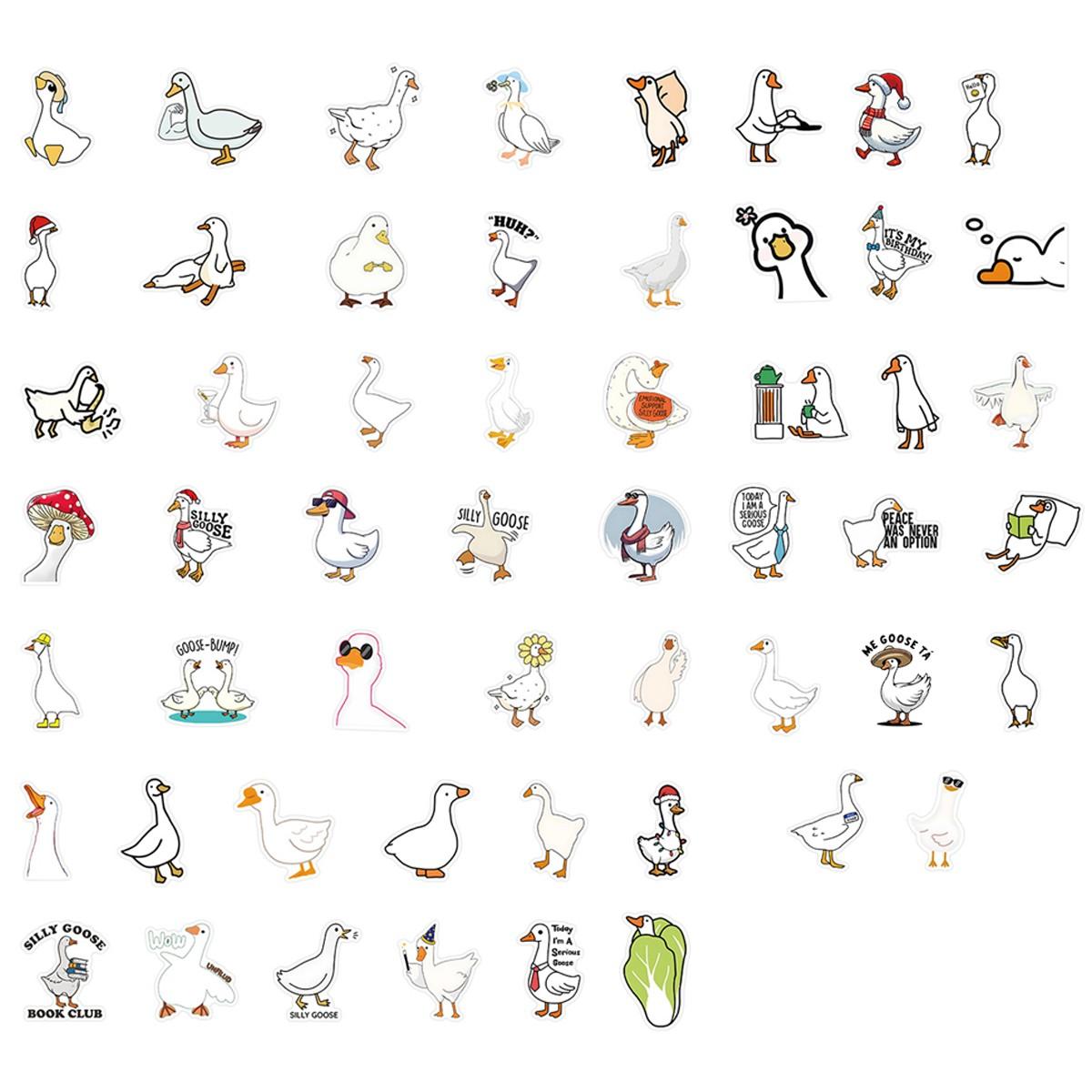 1Pc 54PCS Cute Goose Stickers Funny Cartoon Meme Funny Animal Quotes Waterproof Vinyl Decals Aesthetic Graffiti Sticker Pack with Quotes for Laptop Water Bottle Phone Case Skateboard Helmet Scrapbook DIY Decor Gift Spring Summer Party Supplies