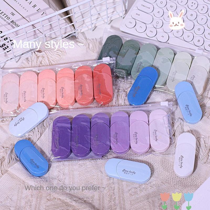 6pcs Macaron Color Mini Correction Tape Set, Soft Colors, Portable and Stylish, Light Blue, Mint, Lavender, Sky Blue, Smooth Finish, Ideal Gift