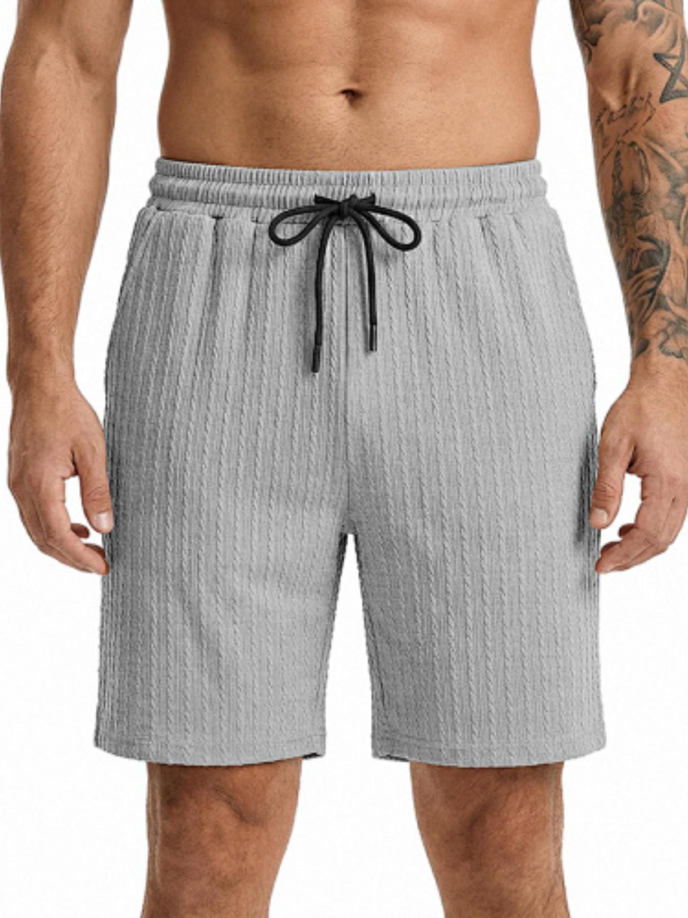 Men's Summer Three-Dimensional Texture Loose Five-Panel Shorts! Elastic drawstring waistband for non-restrictive fit, breathable and quick-drying, ideal for home, vacation, and daily wear