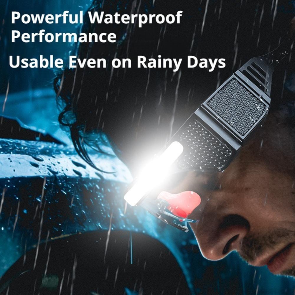 1PC LED Rechargeable Headlight Glasses With 3 color lenses– Motion Sensor & Touch Control 8 Modes, USB-C Light Up Eyewear Waterproof for Running Camping Fishing Cycling Hiking Outdoor Sports Glasses