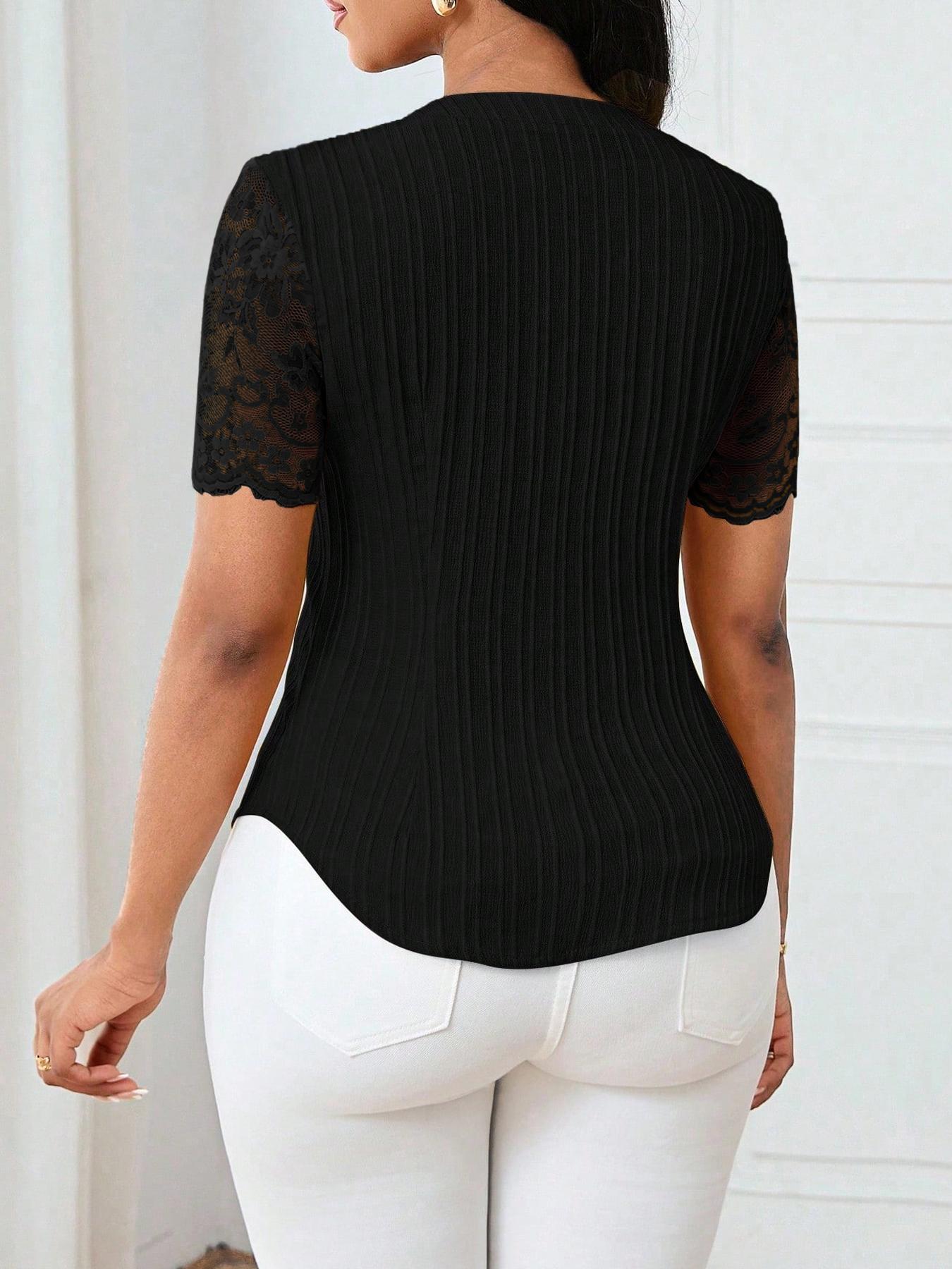 Women's Solid Color Simple Fitted Commuter Casual Shirt Summer Style, Ladies Plain Design Office Wear, Comfortable and Stylish Blouse