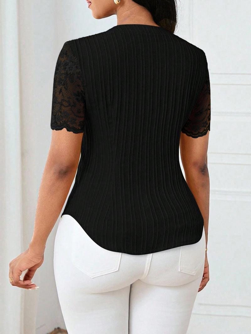 Valentine's Day Women's Solid Color Simple Commuter Casual Shirt Summer Style, Ladies Plain Design Office Wear, Comfortable and Stylish Blouse