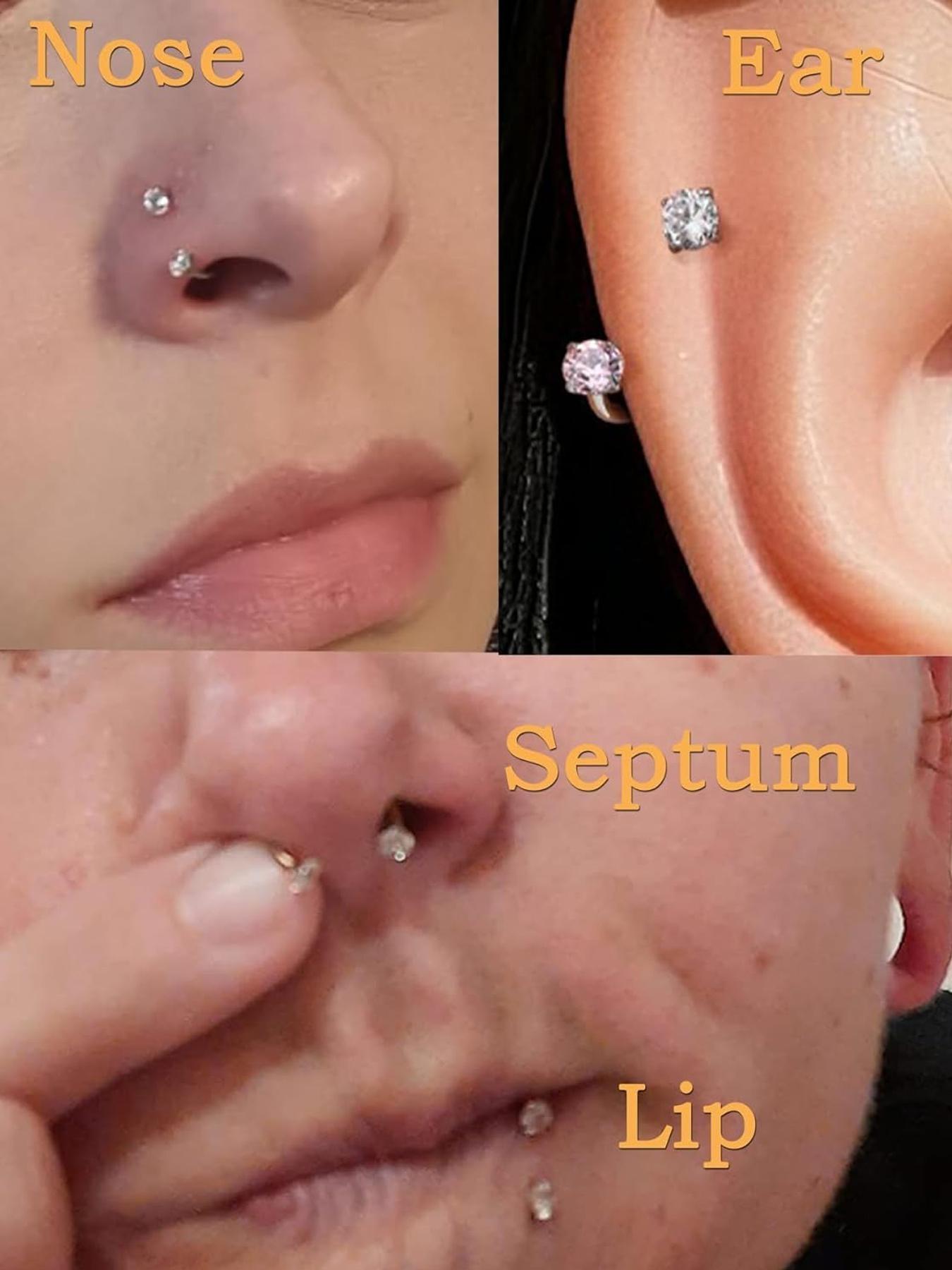 Stainless Steel Cz Nose Ring, Nose Cuff, Horseshoe Shape Nose Ring, 18 Gauge 8mm Hoop, Heart Design Perfect for Nose, Cartilage, Tragus, Helix and Lip Piercings, Nose Piercing Jewelry, Nose Rings Hoops