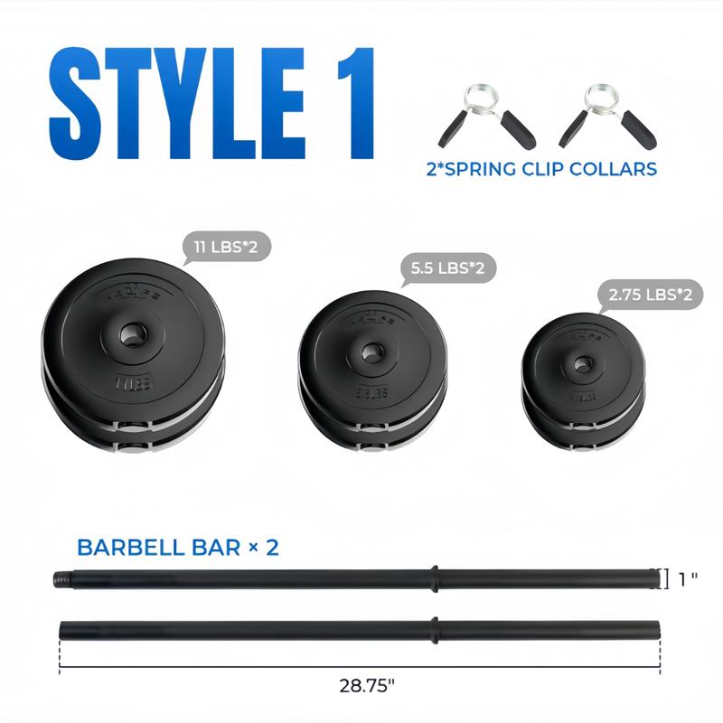 Adjustable Barbell Weight Set | Home Gym Lifting & Bodybuilding Equipment | Black Heavy-Duty Design | Lifting & Bodybuilding for Men & Women | Black Space-Saving Design