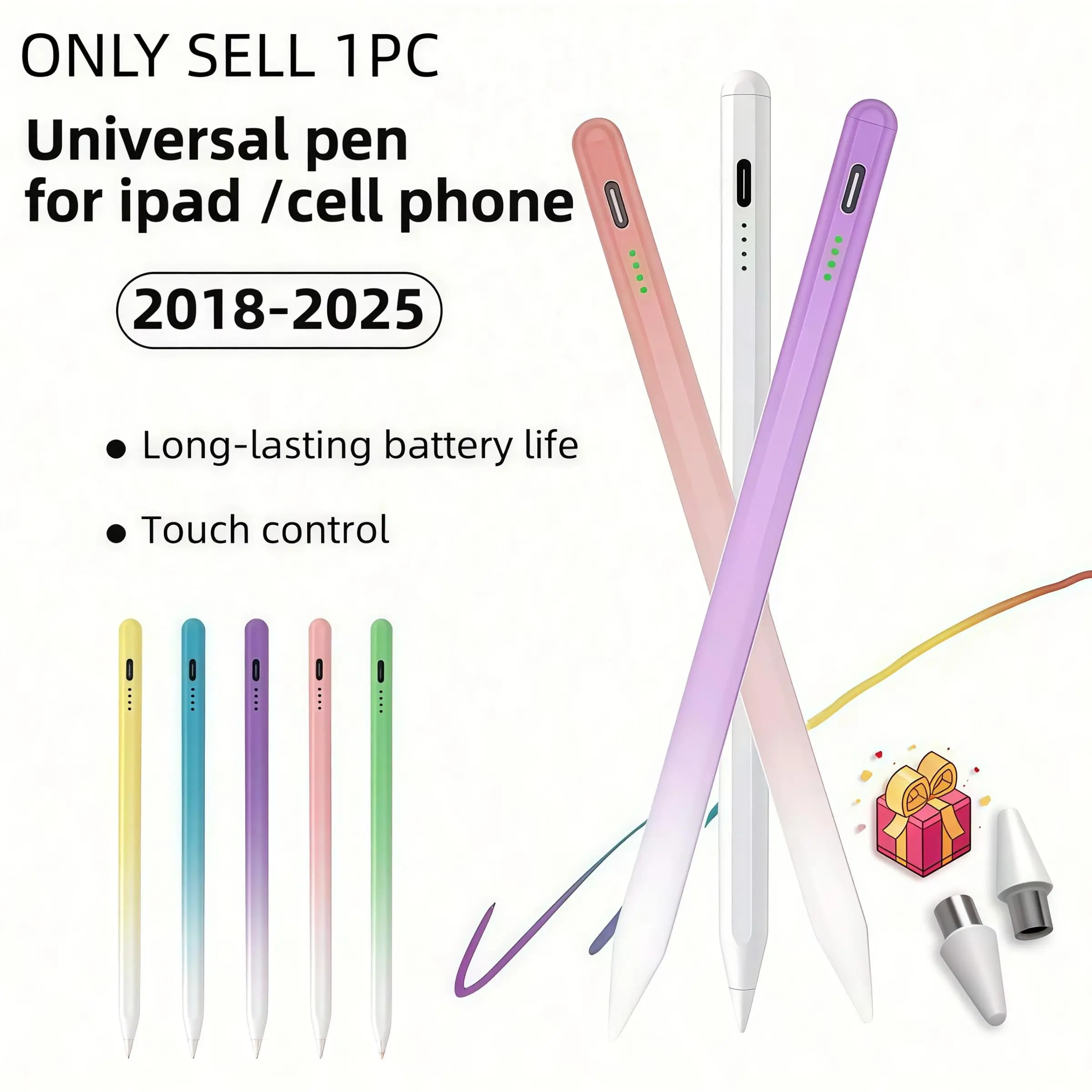 Gradient Universal Touch Pen, Fast Charging, Replaceable Tip, Long Battery Life, Compatible with Apple/android Devices, Ideal Gift