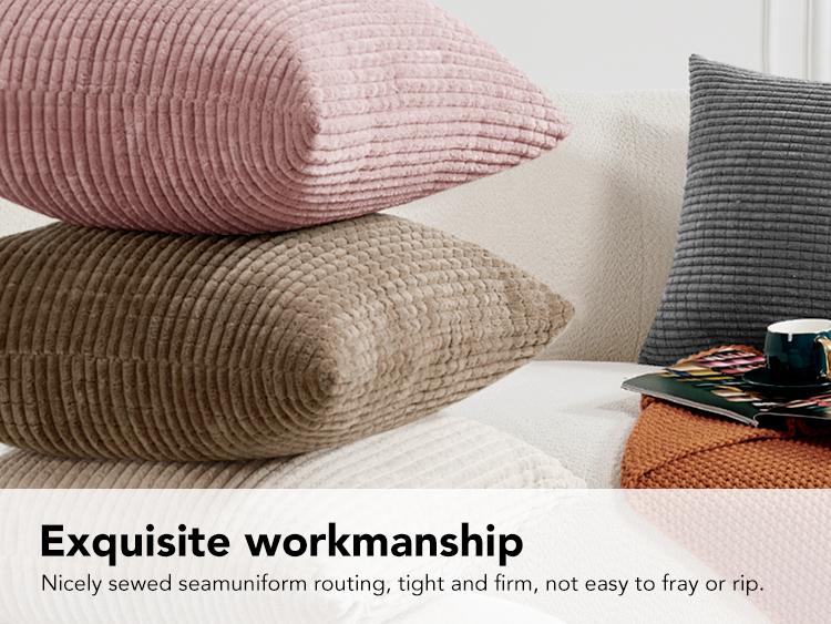 Deconovo 4-Pack Throw Pillow Covers, Soft Corduroy Fabric with Striped Pattern, Perfect for Sofa, Bedroom, and Living Room