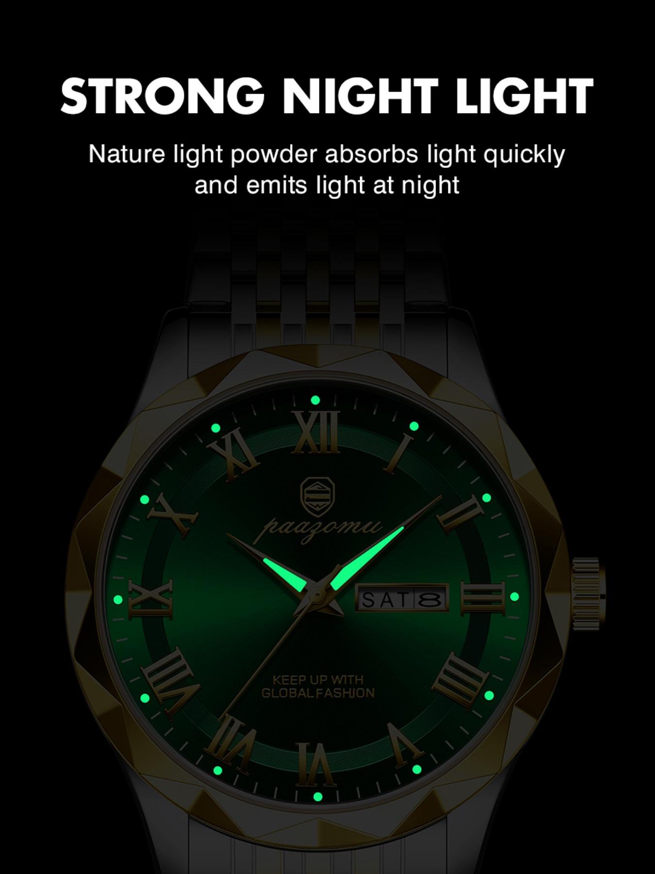 Paazomu Brand Steel Belt Dual Calendar Men's Quartz Watch 6367, Stylish Timepiece for Everyday Wear, Durable and Reliable Design