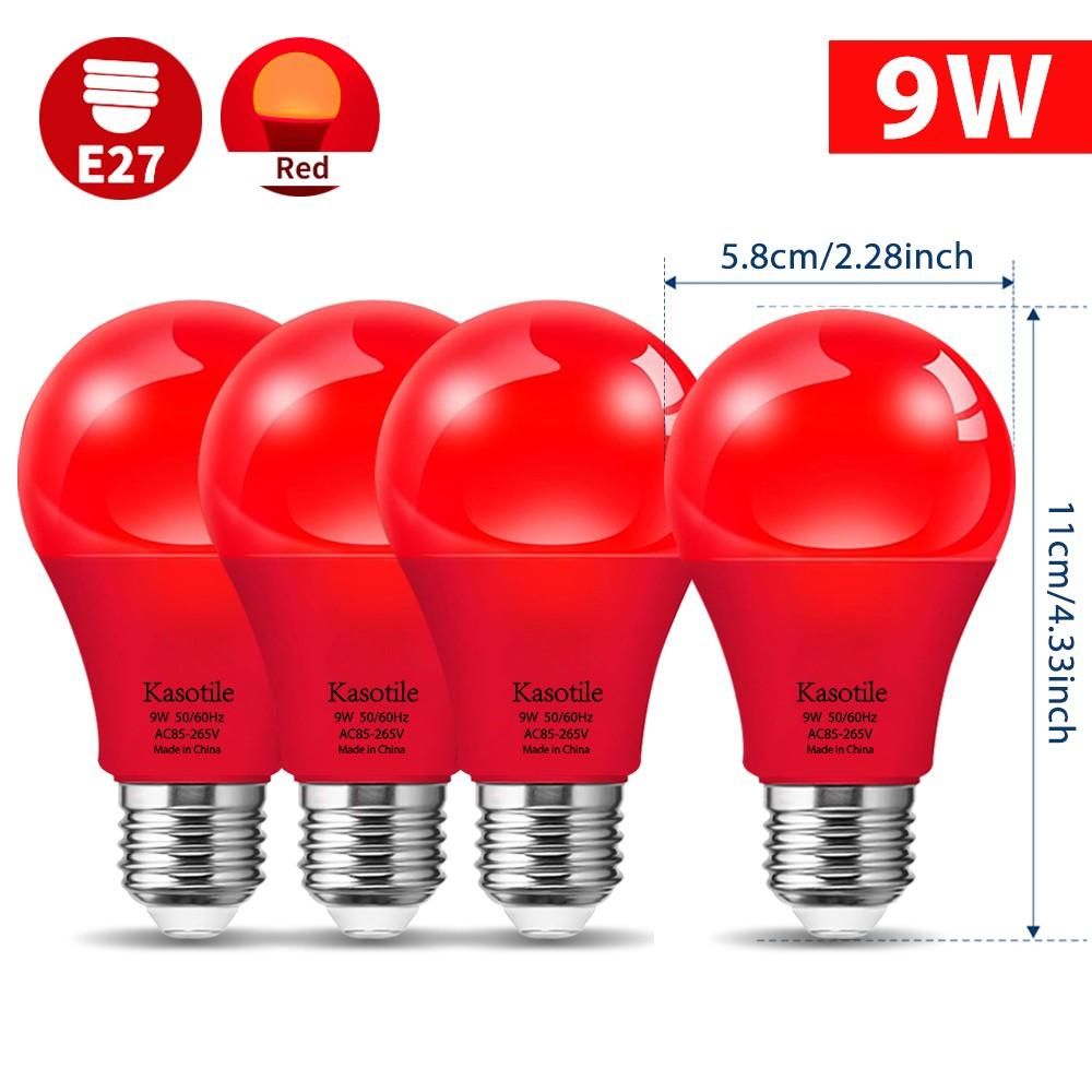 9W E26/E27 Colorful Light Bulbs 1/4 Pack, Red Blue Green Purple Orange Pink Festival Lights, Non-Dimmable Holiday Lighting for Halloween Christmas Party Decor