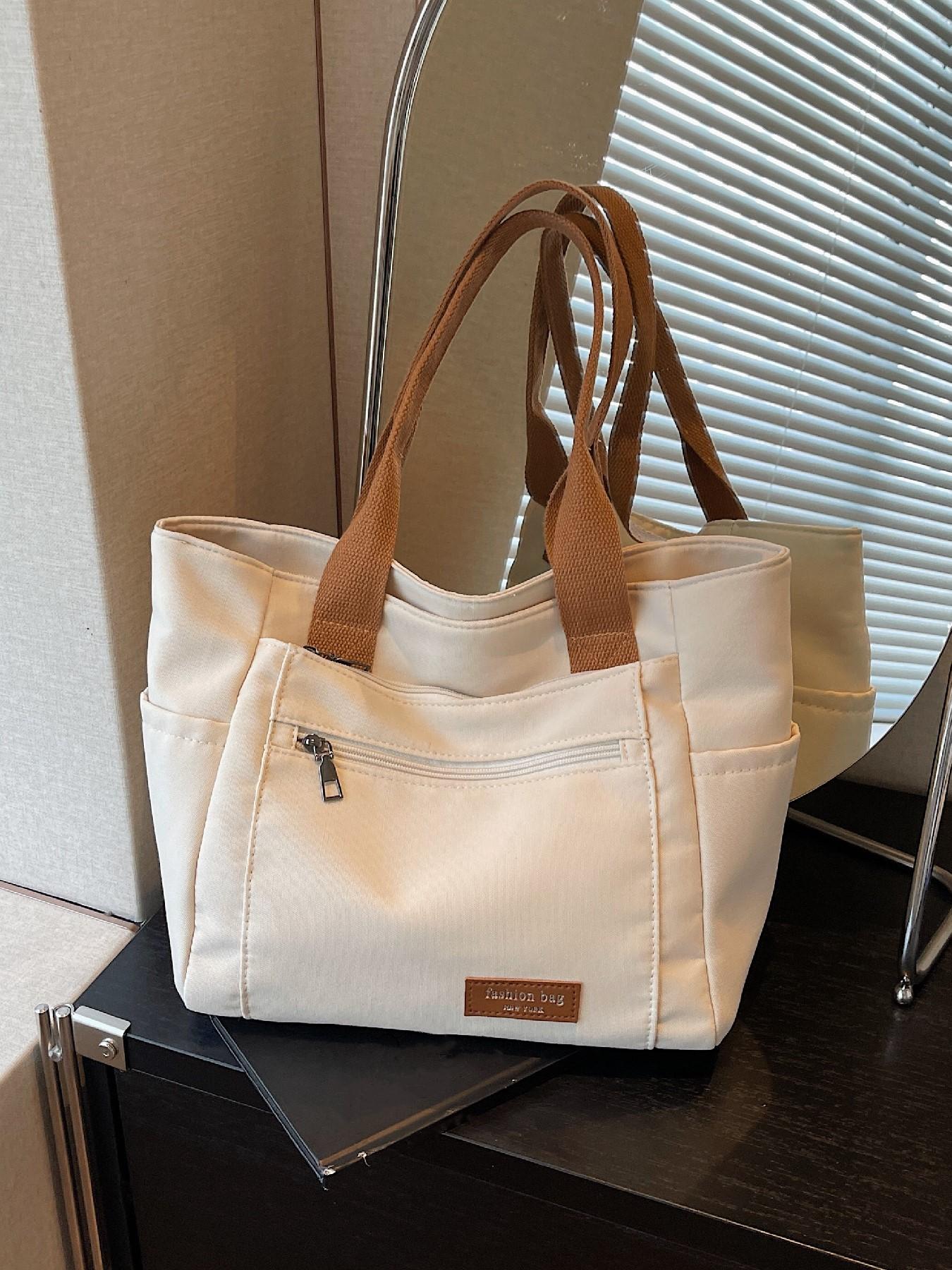 Large Capacity Multi-Compartment Canvas Tote Bag, Women's Casual Practical Shopping Bag, Fashion Daily Commute Crossbody Bag, Fashionable Tote Bag