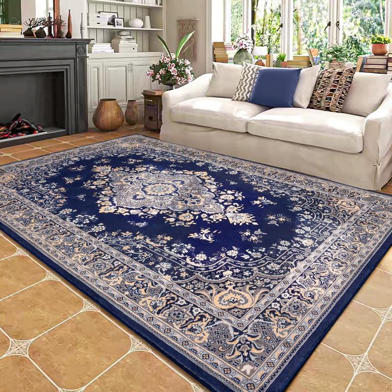 Washable Vintage Area Rug Non-Slip Low Pile Large Rug For Living Room, Bedroom, Farmhouse, Dining Room, Black, Grey, Blue, Green, Beige, 5x8, 7x10, 9x11 Feet