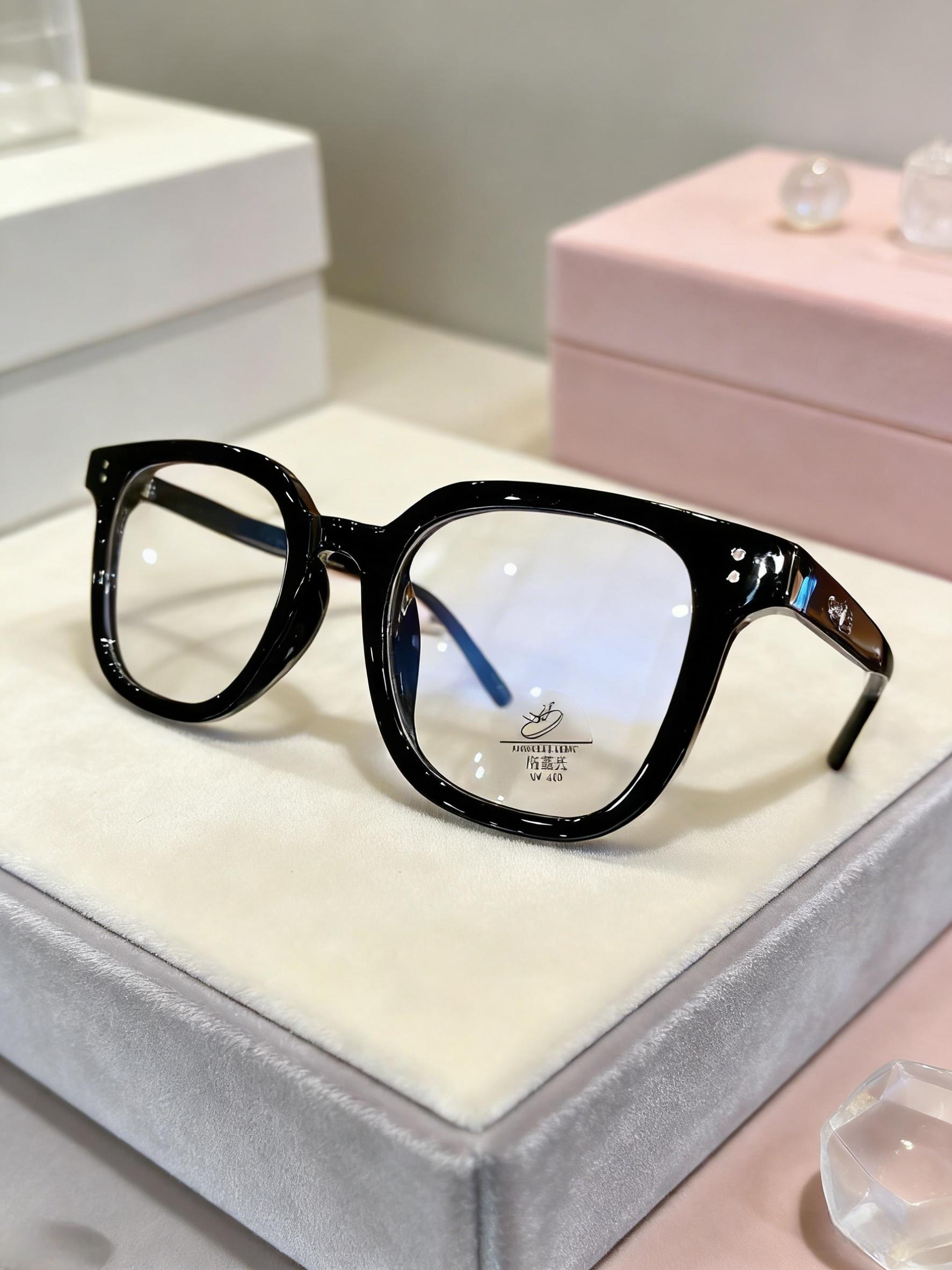 Black Square Clear Lens Glasses, Fashion Accessory, Unisex, Oversized Face-Slimming Frame for Commuting, Office, Study, Daily Outfit Styling, Computer and Phone Use, Valentine’s Day and Birthday Gifts