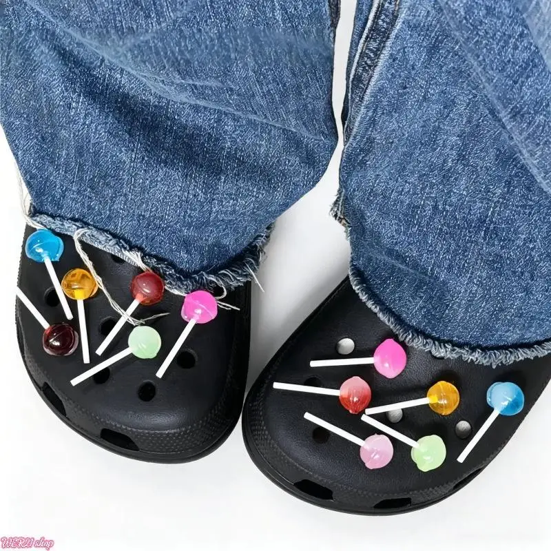 (Shoes not included)Cute 3D Realistic Lollipop Candy Shoe Charms Detachable DIY Decor Fit Crocs Clogs Sweet Party Fashion Accessories