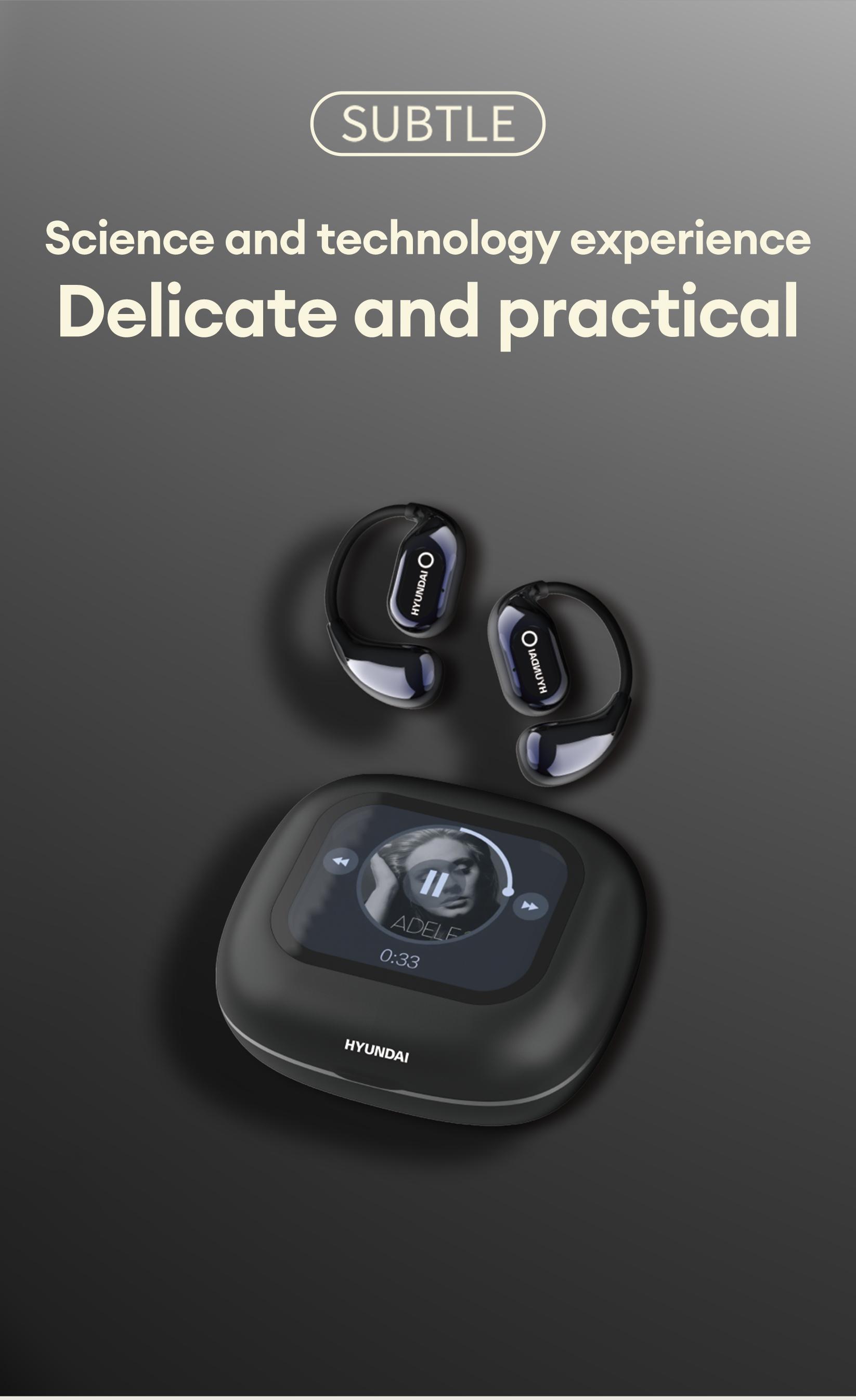 HYUNDAI HY Q18 Pro Electronic Earbud Bluetooth Headset with Full Color Touch Screen, Audio Wireless Headphones for Music & Phone Calls