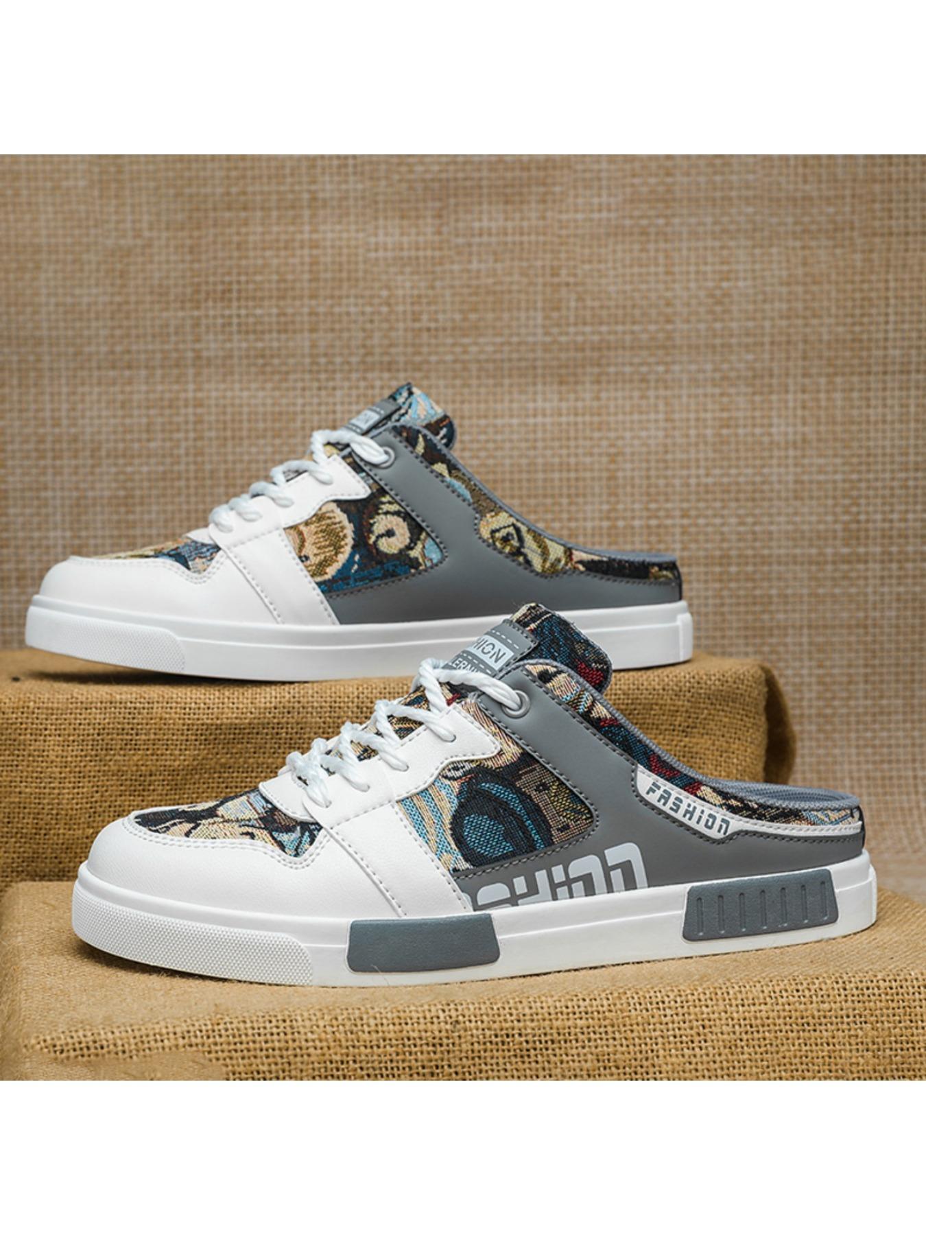 Summer Men's Half Slippers Fashion Large Size Non-Slip Breathable Casual Slippers, Stylish Comfortable Footwear for Daily Wear, Mesh Breathable Slides